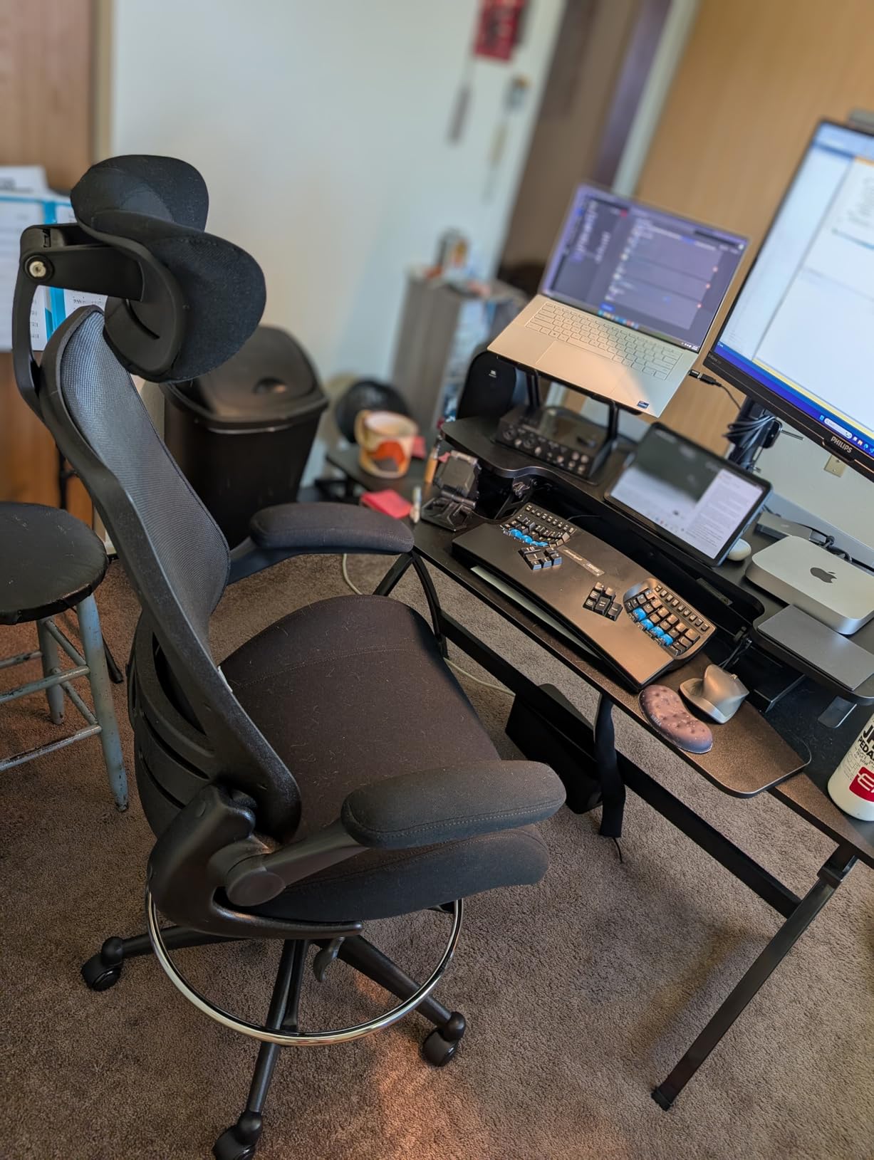 BOLISS Big and Tall Drafting Chair 400lbs High Back Dual Seat Cushion - Ergonomic Office Chair for Standing Desk, Double Thick Seat Cushion, Adjustable Foot Ring, Lumbar Support & Flip Up Armrests customer photo 1