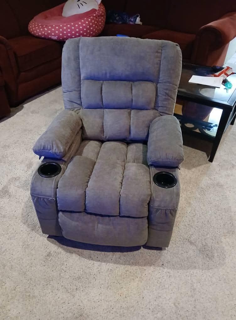 BOSMILLER Kids Recliner Chair, Push Back Toddler Recliner with Cup Holders & Side Pockets, Adjustable Footrest & Headrest Kids Sofa for Boys Girls 3+ Age Group customer photo 2