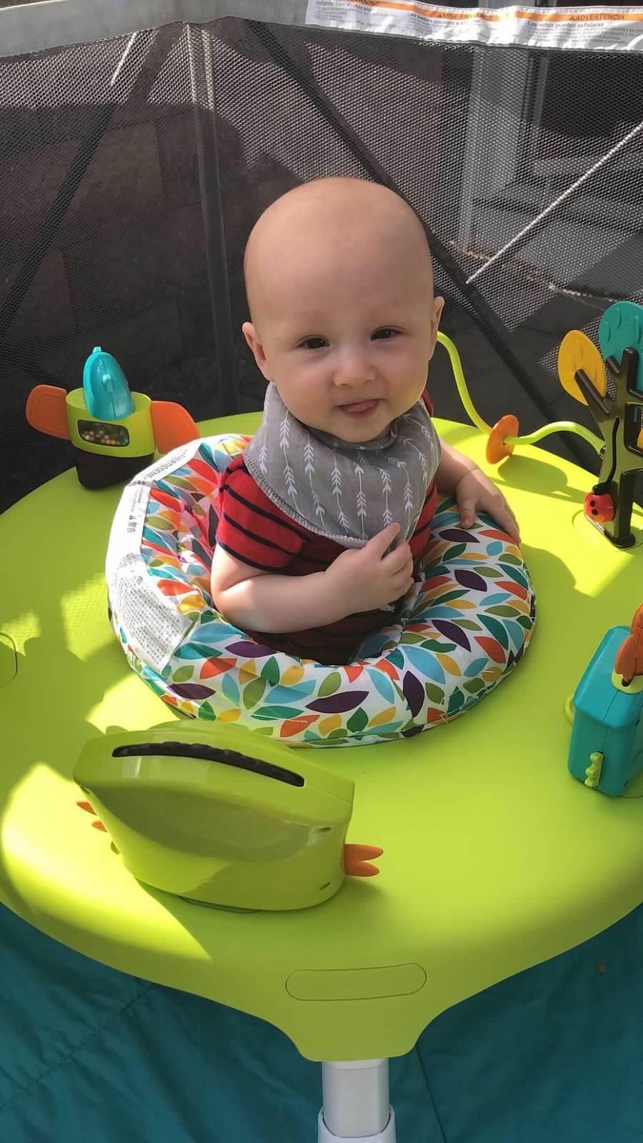 ORIBEL PortaPlay 3-in-1 Activity Center - Convertible Baby Activity Center | Patented Bouncy Seat with Stable Foot Support | 5 Months+ | Portable Infant Activity Table | Enchanted Garden customer photo 1