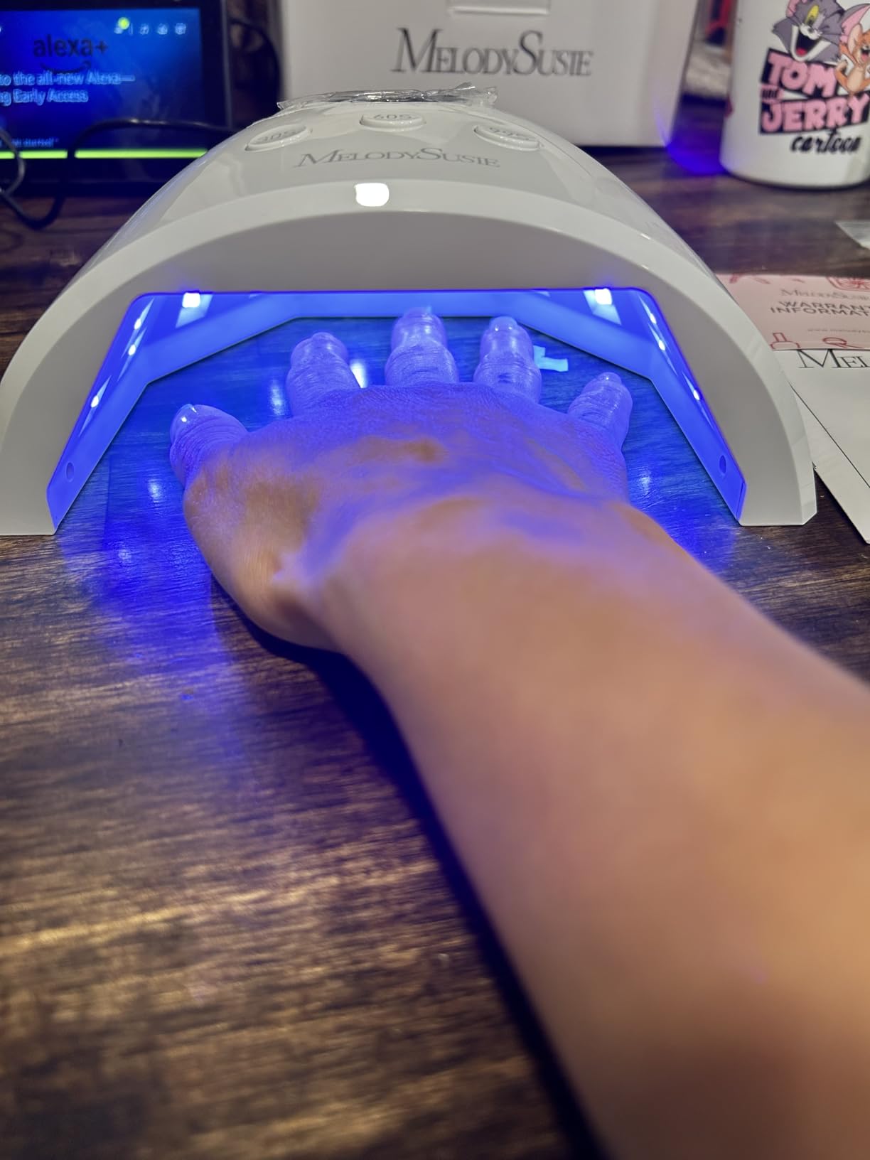MelodySusie UV Nail Lamp P-Plus30F for Gel Polish-Fits Whole Hand & Feet | 36W, 30 Dual-Source LED Beads, 3 Timers 30/60/99s, Smart Sensor, Low-Heat Mode, Jelly Gel, Base Top Coat, for Beginners at Home customer photo 1