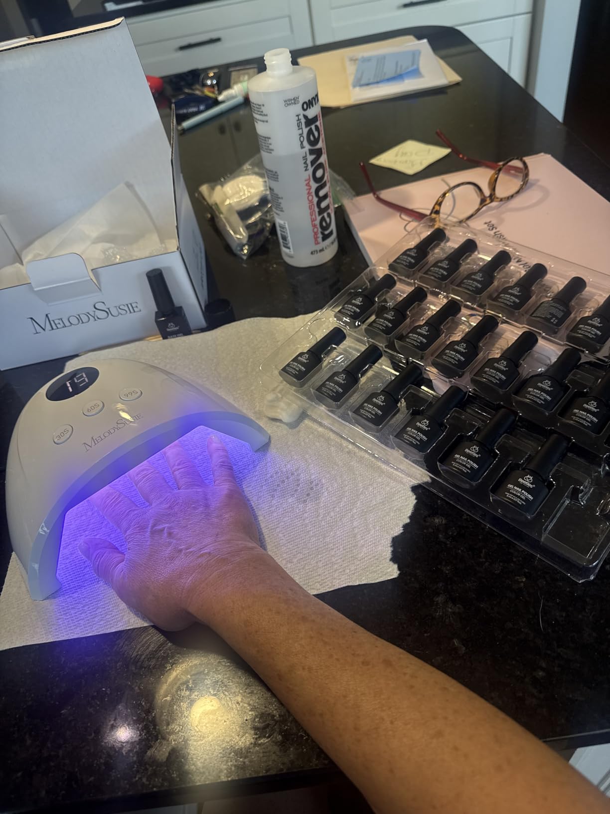 MelodySusie UV Nail Lamp P-Plus30F for Gel Polish-Fits Whole Hand & Feet | 36W, 30 Dual-Source LED Beads, 3 Timers 30/60/99s, Smart Sensor, Low-Heat Mode, Jelly Gel, Base Top Coat, for Beginners at Home customer photo 2