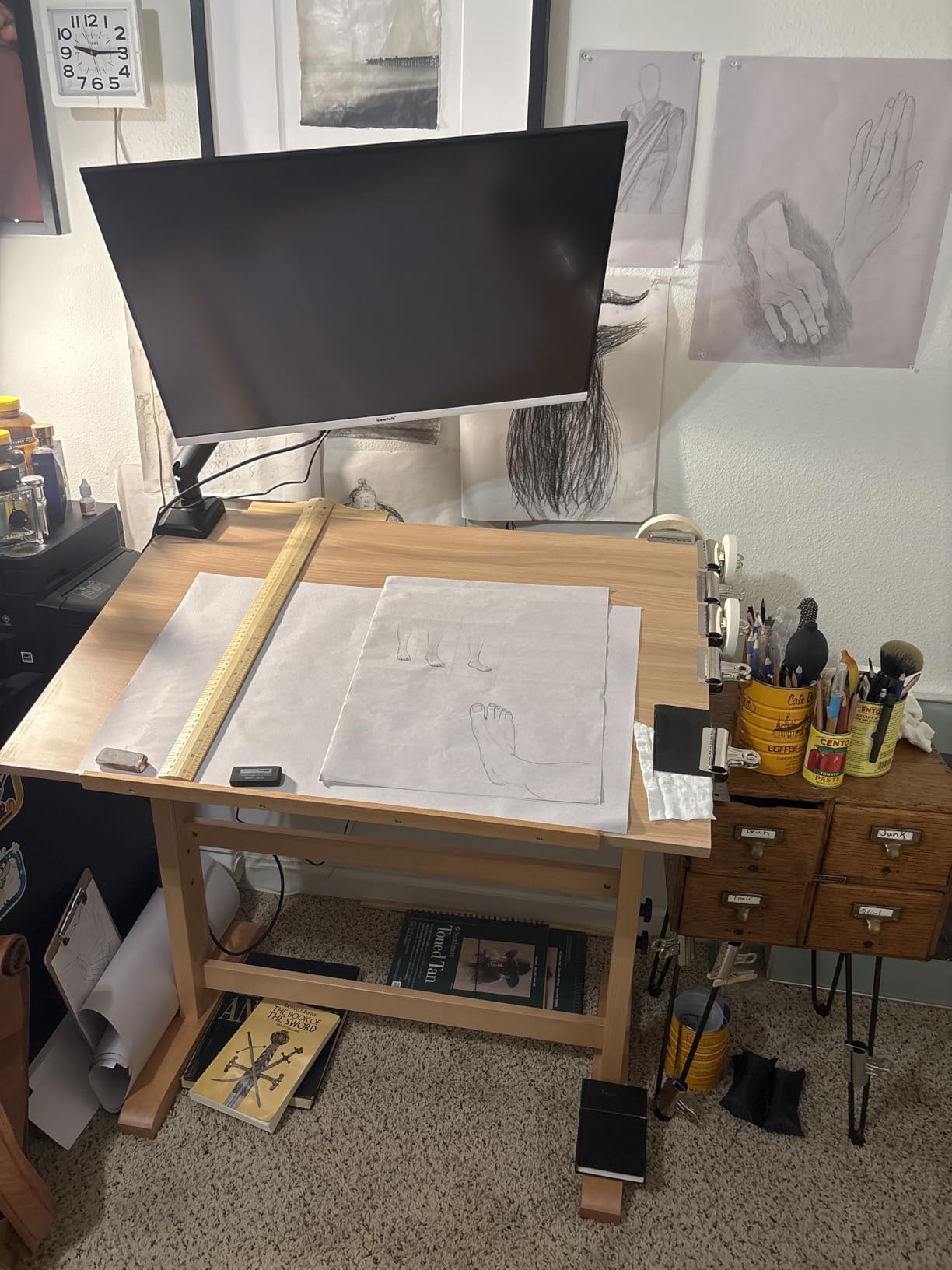 conda Wood Drafting Table - Adjustable Height, 35.5