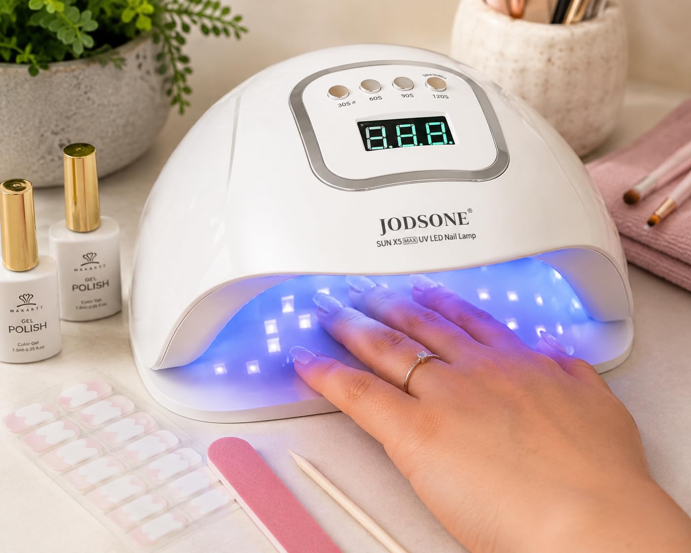 JODSONE U V LED Nail Lamp 320W, Nail Dryer for Gel Polish, Gel Nail Lamp with 72 Light Beads, Led Nail Light for Nails with Automatic Sensor & 4 Timers customer photo 1