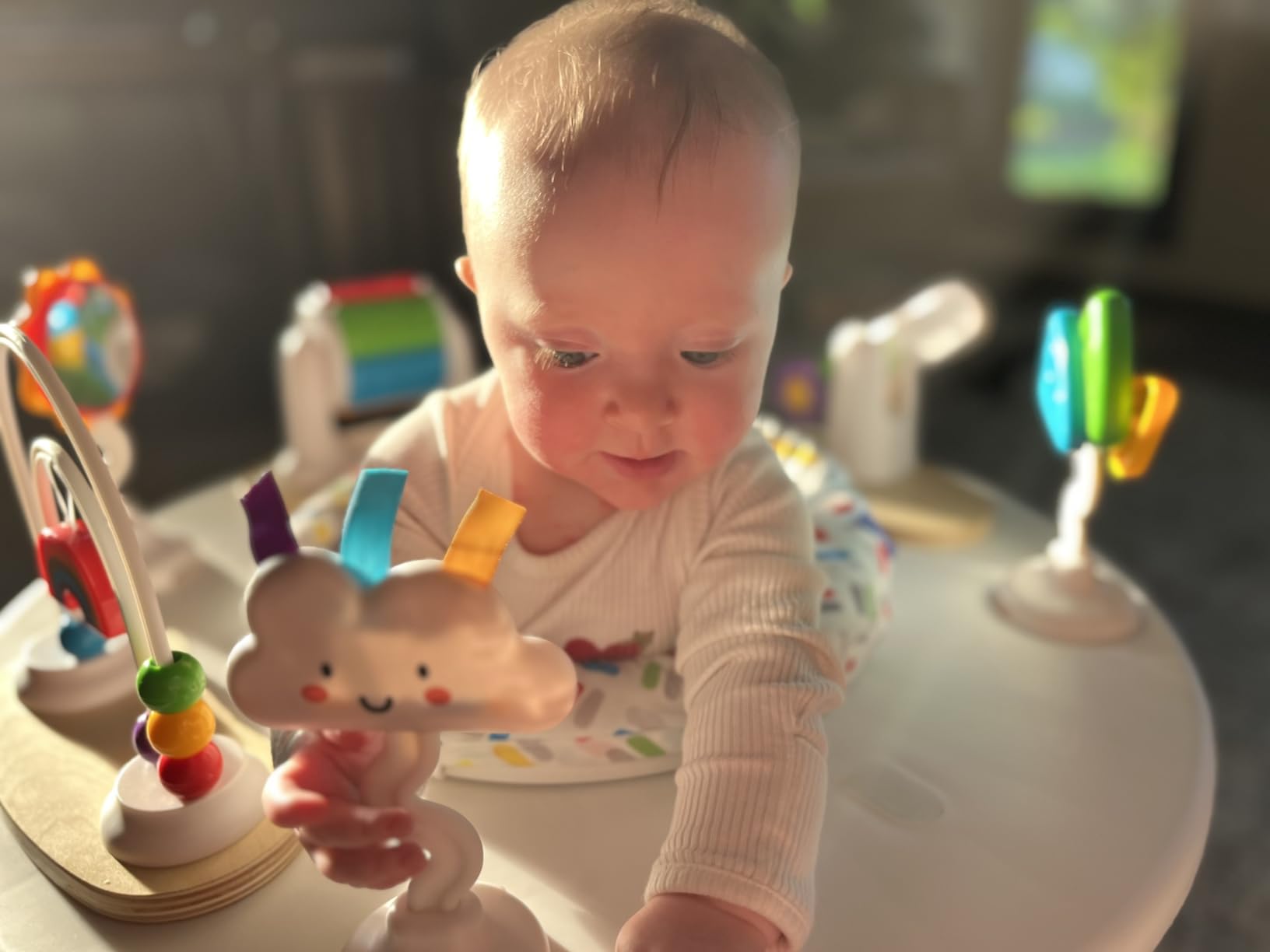 Little Acorn, 4-in-1 Baby Activity Center | Montessori-Inspired Design | 8 Interactive Toys | Tummy Time, Exersaucer & Toddler Table | Shower Gift | Essential (Sun) customer photo 2