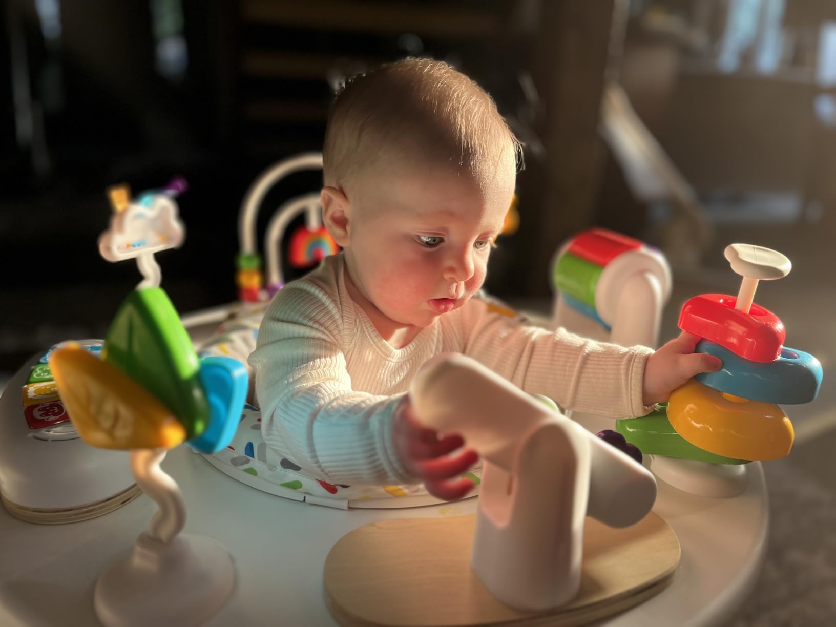 Little Acorn, 4-in-1 Baby Activity Center | Montessori-Inspired Design | 8 Interactive Toys | Tummy Time, Exersaucer & Toddler Table | Shower Gift | Essential (Rainbow) customer photo 1