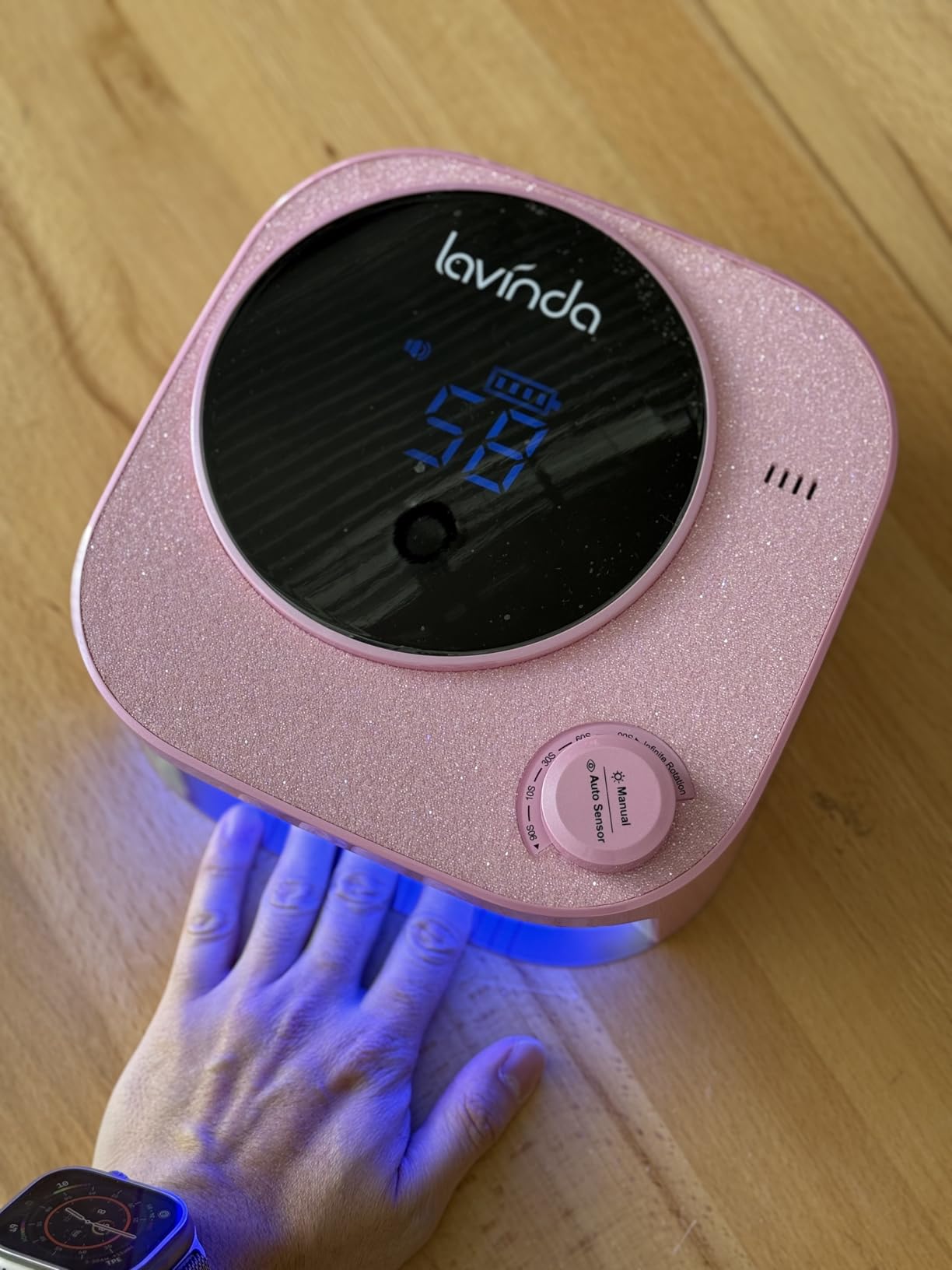 Lavinda UV LED Nail Lamp for Gel Nails, Cordless Rechargeable Nail Light with 4 Timer Settings, Touch LCD Display, Removable Base, 54W Professional Nail Dryer for Salon Home Use Diamond Design customer photo 1