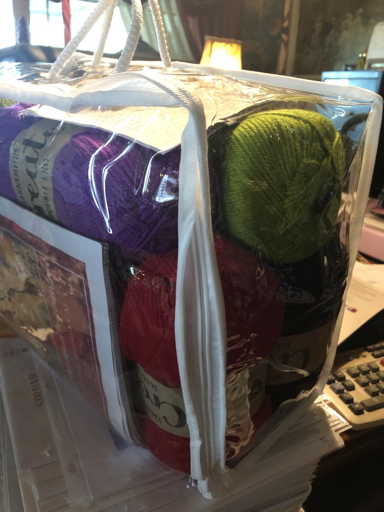 Remittur 6 Packs Large Yarn Storage Bags, Clear Yarn Storage Organizer with Zippers and Handles, Crochet Bag Knitting Bag for Knitting Needles Crochet Hooks-17.75 * 6.69 * 11.8 inches customer photo 1