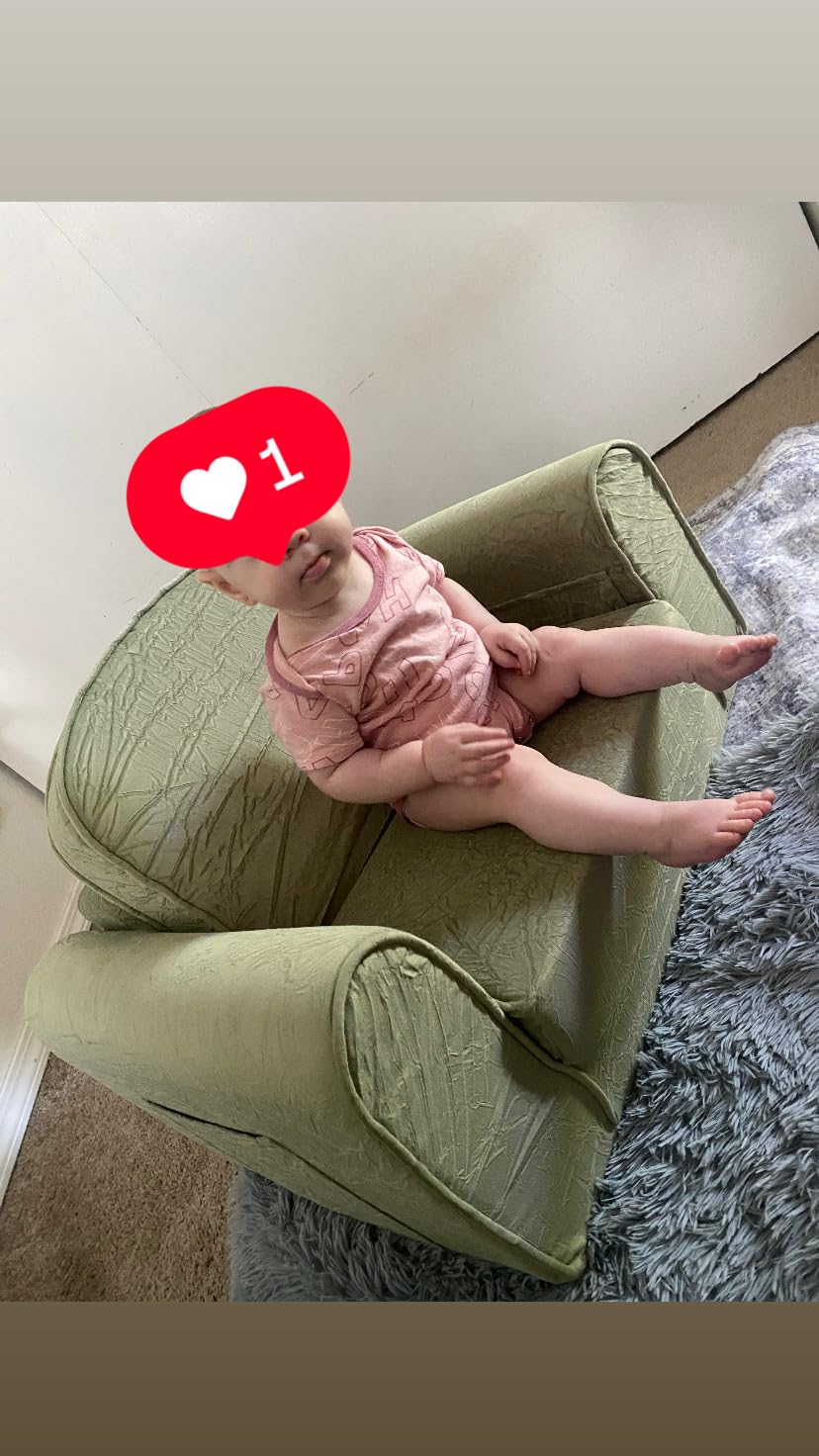 Tiny Land 2-in-1 Foldable Kids Couch with Pocket Soft Thick Toddler Sofa | Convertible Kids Chair for Playroom, Bedroom or Living Room, Cozy & Comfortable, Ideal Gift for Boys & Girls, Green customer photo 2