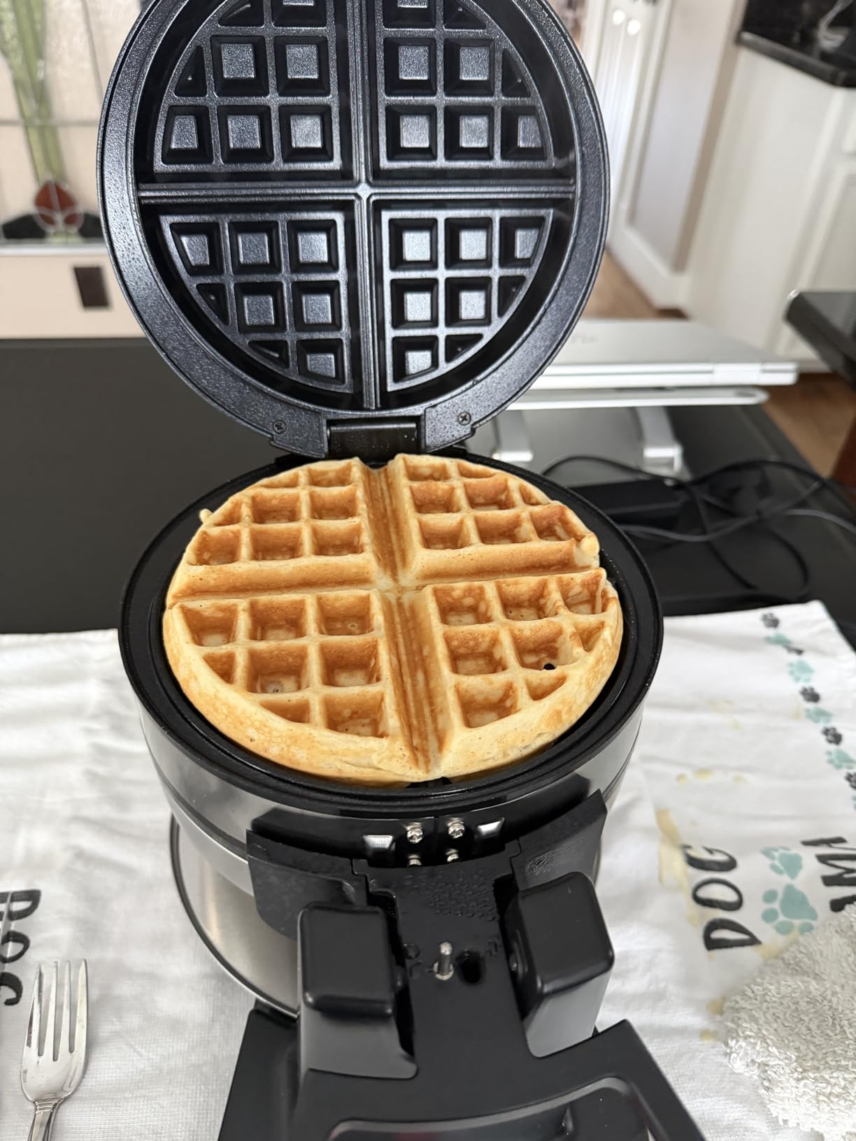 Cuisinart Double Flip Belgian Waffle Maker, Stainless Steel, 1400W | Double flip waffle iron with nonstick plates, ready indicator lights & adjustable browning for every preference, WAF-F40NAS customer photo 1