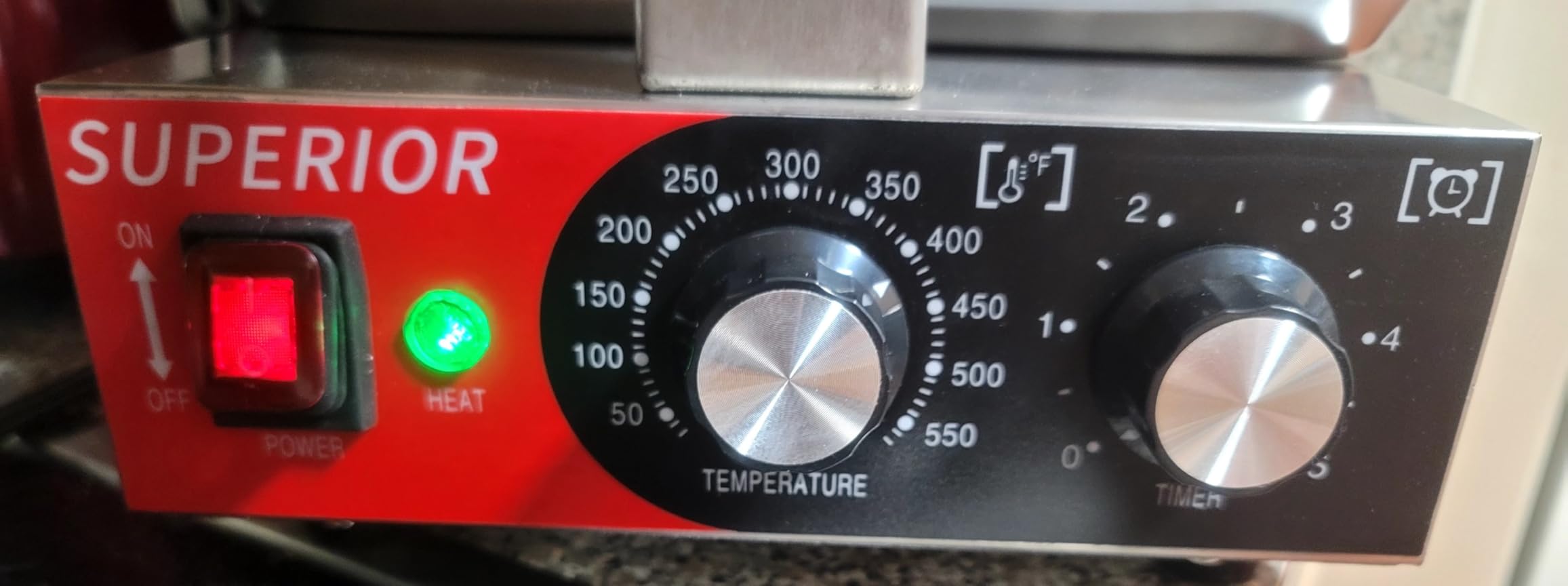 Superior Kitchen Commercial Belgian Waffle Maker, Stainless Steel Waffle Iron with Non-Stick Coating, Rotating Flip Design, Heat-Resistant Handle, Adjustable 122F/50C to 482F/250C Range, 1200W customer photo 1
