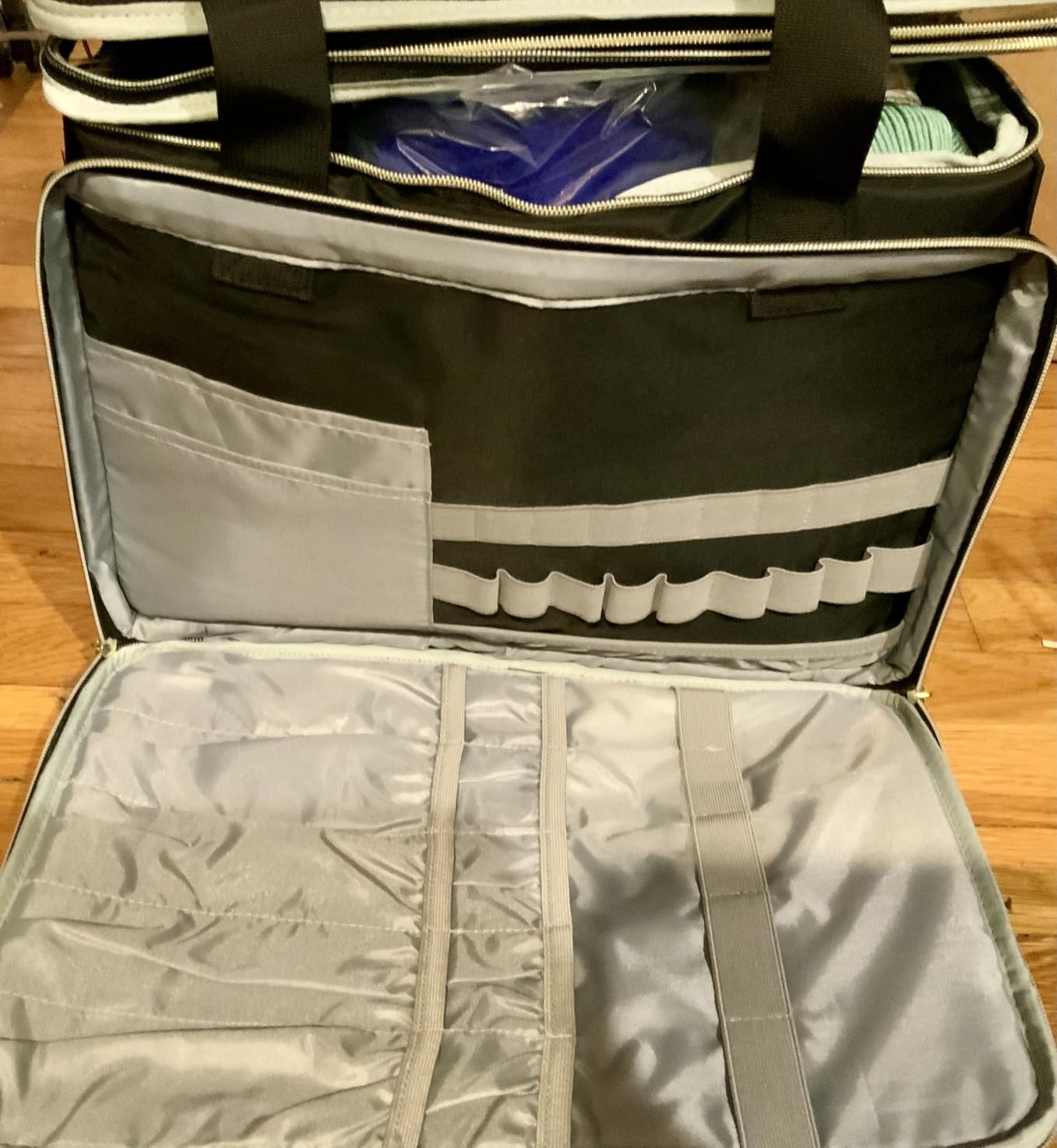 Anitor Large Crochet Bag Knitting Bag Yarn Storage Tote, Yarn Bag, Purple | Clear Top Lid, Unfinished Project Compartment, 6 Yarn Hole, Yarn Storage Hold Knitting Needle, Crochet Hook, Yarn, (Bag Only) customer photo 1