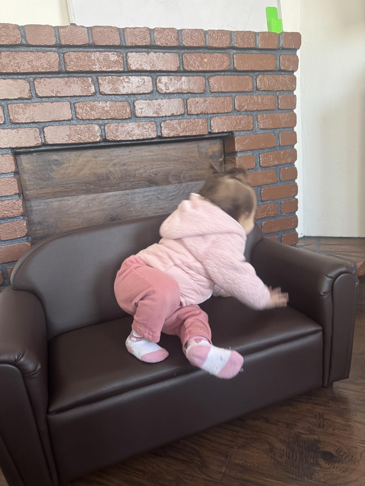 Costzon Kids Couch, 2 in 1 Double Seat Children's Sofa w/Under Seat Storage, PU Leather Surface, Toddler Armrest Chair, Kids Room, Soft Children Pink Sofa with Storage for Preschool Baby Girls Gifts customer photo 2