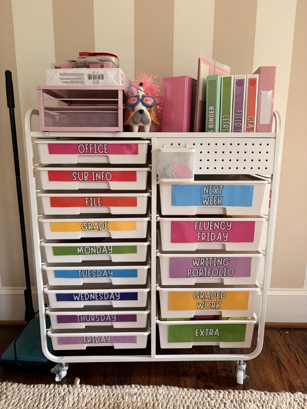 14 Drawer Rolling Storage Cart with Tabletop and Pegboard for Crafts Green, Easy Setup, Large Capacity, Sturdy Build, Smooth Mobility, For classroom, office and dorm supplies customer photo 1