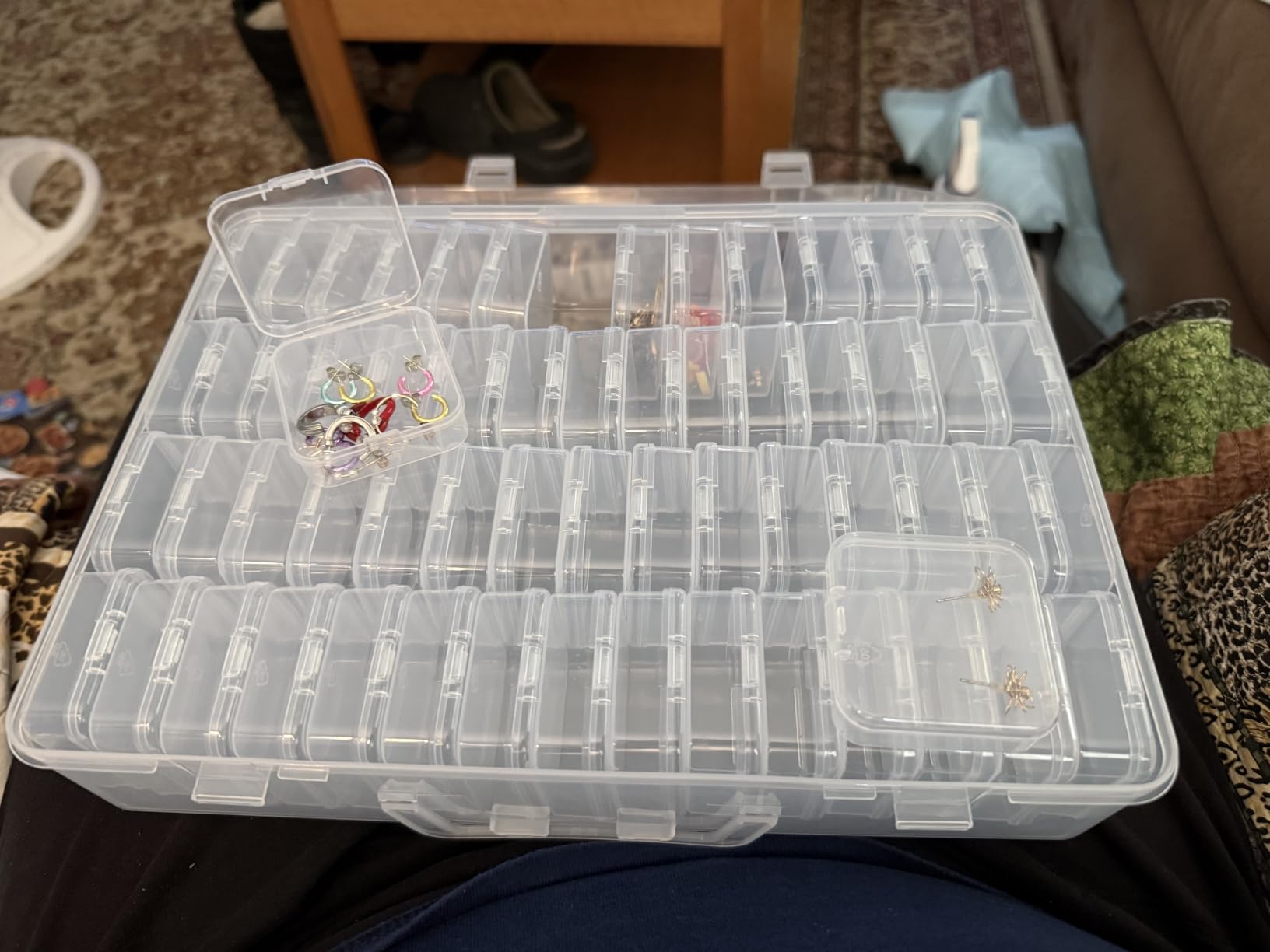 Bead Organizer Box, 60 Pack Small Clear Storage Boxes with Labels, Large Travel Craft Case with Handle, Mini Plastic Containers for Jewelry Making Diamonds DIY Pony Bracelet Screws Seeds Small Parts customer photo 2