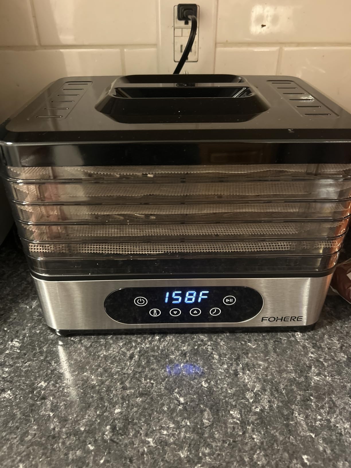 FOHERE Food Dehydrator, 5 BPA-Free Tray Dehydrators, 11.42 inch Stackable Trays | for Food and Jerky, Fruit, Herbs, Meat, Dog Treats, 48H Timer and 95-158F Temperature Control, 400W Dehydrator Machine customer photo 2