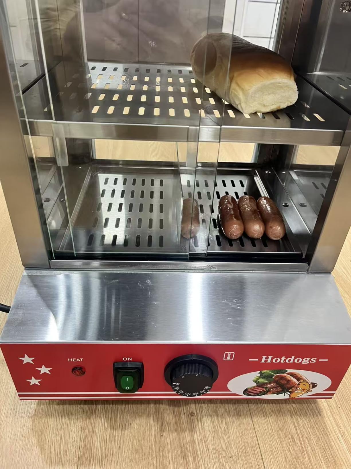 29 QT Hot Dog Steamer with Bun Warmer - Electric Steaming Machine 2-Tier Capacity for 175 Hot Dogs & 40 Buns, Visible Glass Slide Doors for Commercial Home Use customer photo 1