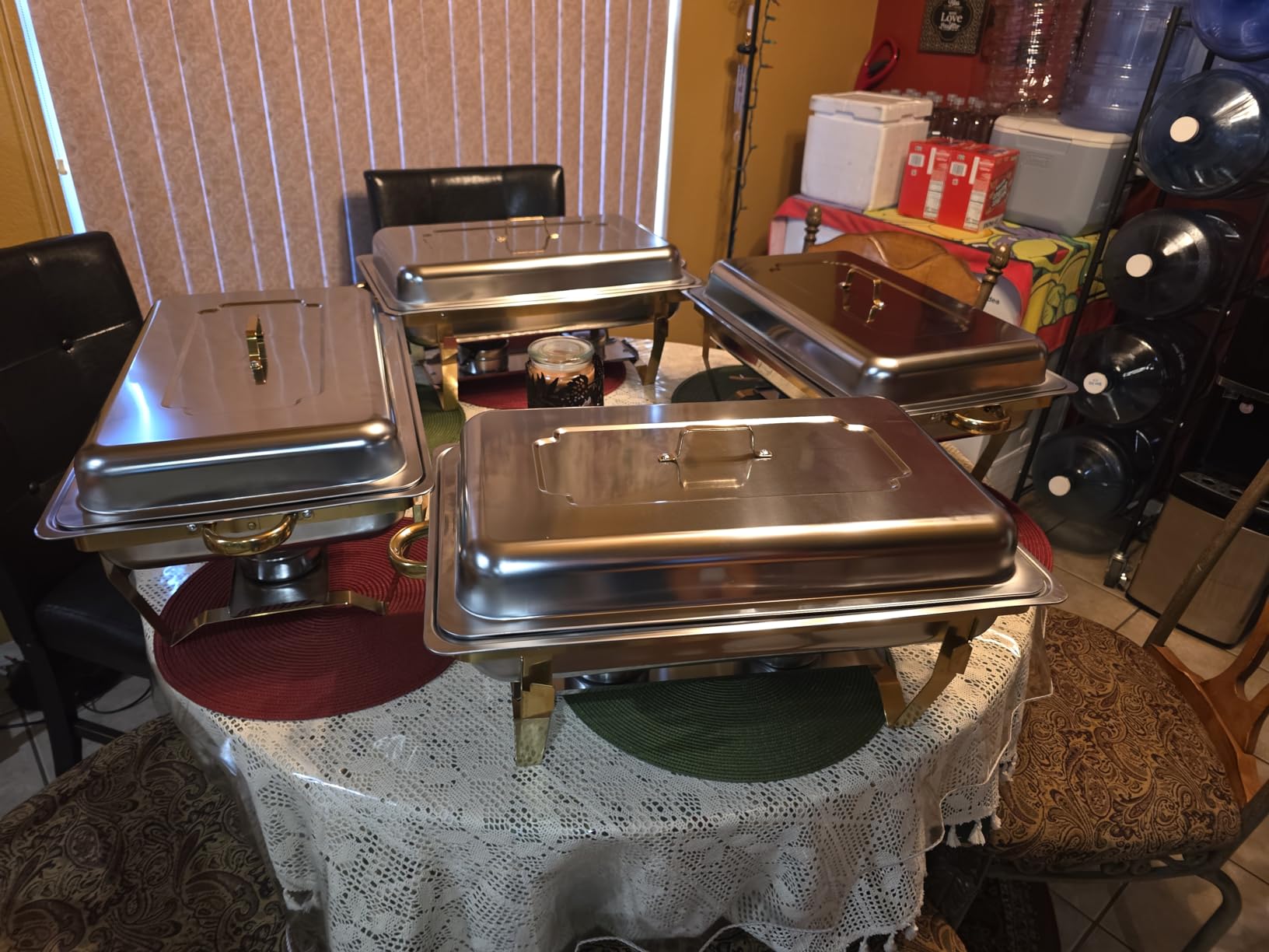 POWERFUEL 4 Pack 11QT Rectangular Chafing Dishes for Buffet with 4Tongs | Full Size Golden Chafing Dish Set with Stainless Steel Chafing Pan, Food Warmer for Party, Gathering, Wedding, Catering customer photo 1
