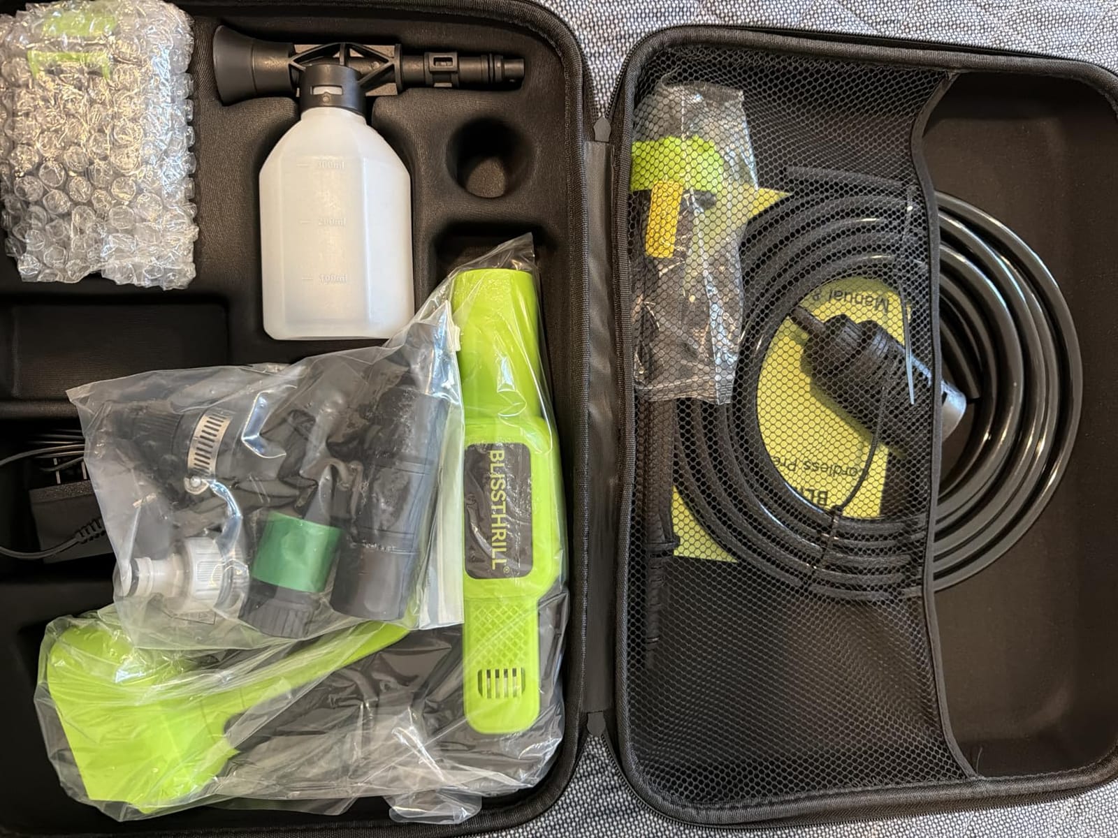 Cordless Portable Washer, 1100 PSI Battery Operated Washer with All-Copper Motor, Battery, 23FT Hose, Storage Bag; Handheld Washer; Lightweight Car Washer for Home, Garden (Titan Yellow) customer photo 2
