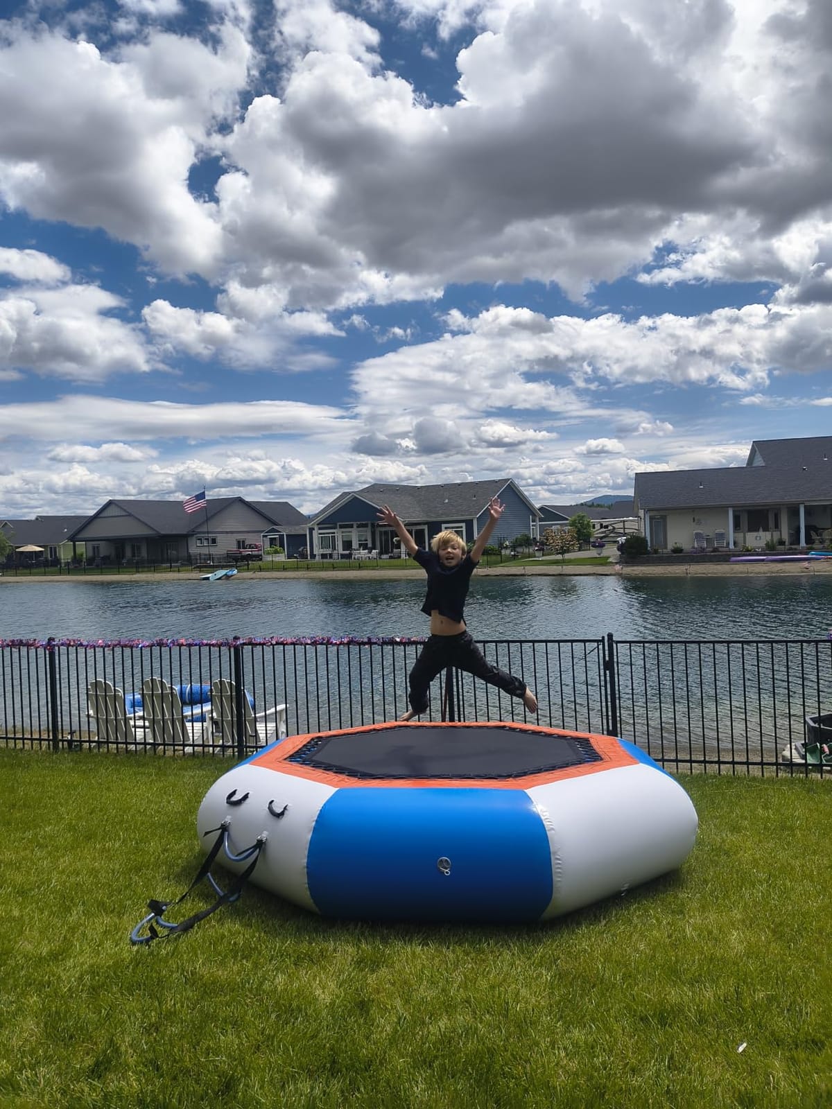 YUMPIE Inflatable Water Trampoline, 15FT Floating Water Bouncer with 3 Platforms, High Elastic Net, Durable PVC, Large Jumping Area with Electric Pump, Recreational Bounce Platform for Kids & Adults customer photo 1