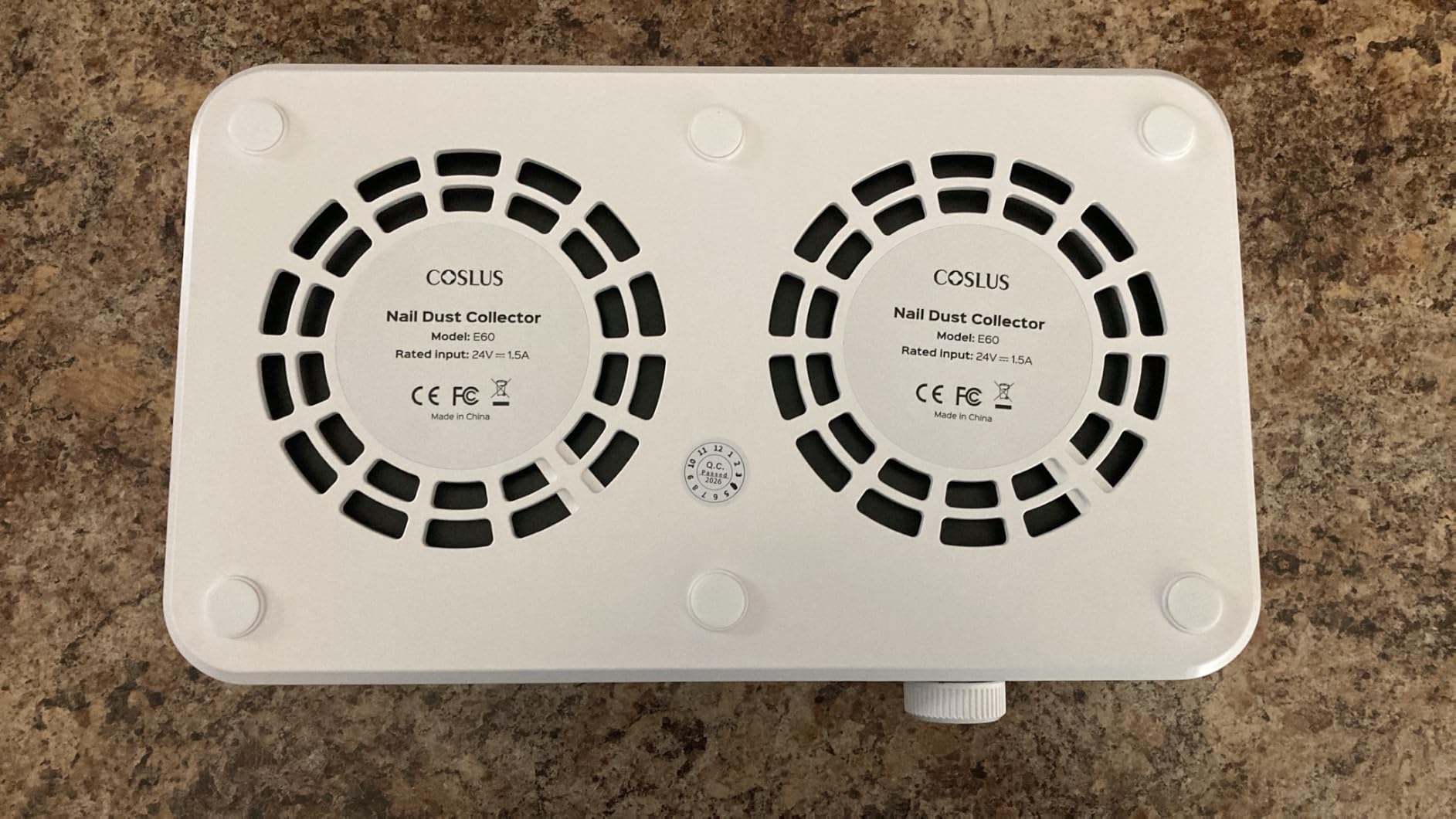 COSLUS E60 Professional Nail Dust Collector, 1600PA Heavy-Duty Salon Use | 6500RPM Dual Nail Vacuum Fan, Powerful Suction, Durable for Nail Tech, 5 Suction Modes with LED Screen, Low Noise, White customer photo 1