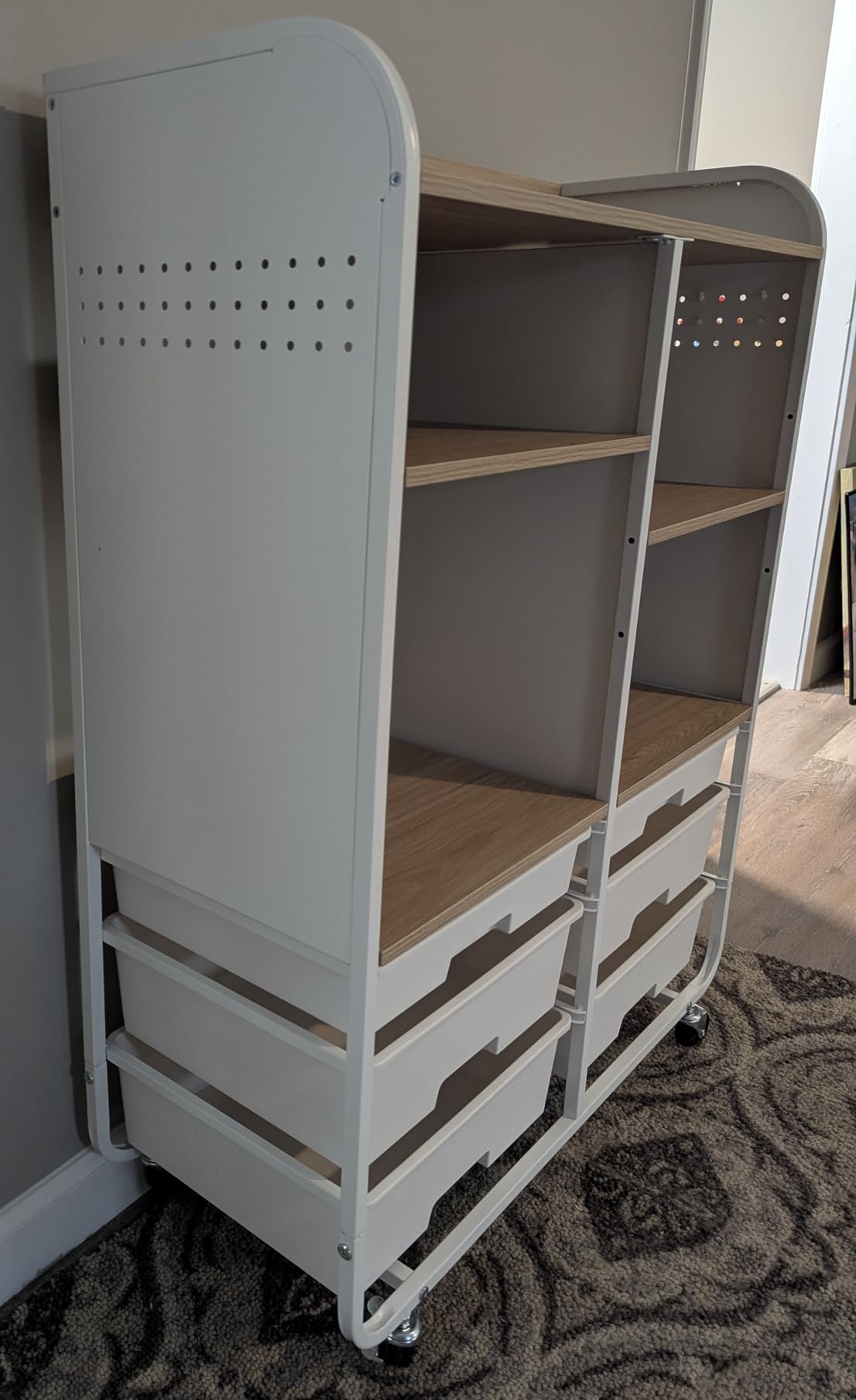 APEXCHASER 6 Drawers Rolling Storage Cabinet with Wood Top & Pegboards White | Utility Craft Cart with Adjustable Shelves & Lockable Wheels for Classroom, Home Office & Art Studio, Household Organization customer photo 2