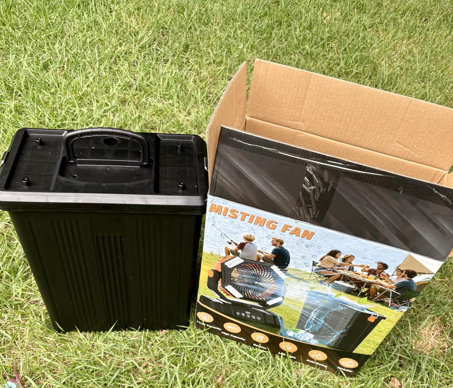 40000mAh Misting Fans for Outside, 15L Large Tank Portable Misting Fan, Battery Powered Outdoor Mister Fan with Remote & LED Light, Wide 270° Coverage for Camping Patio Backyard customer photo 2