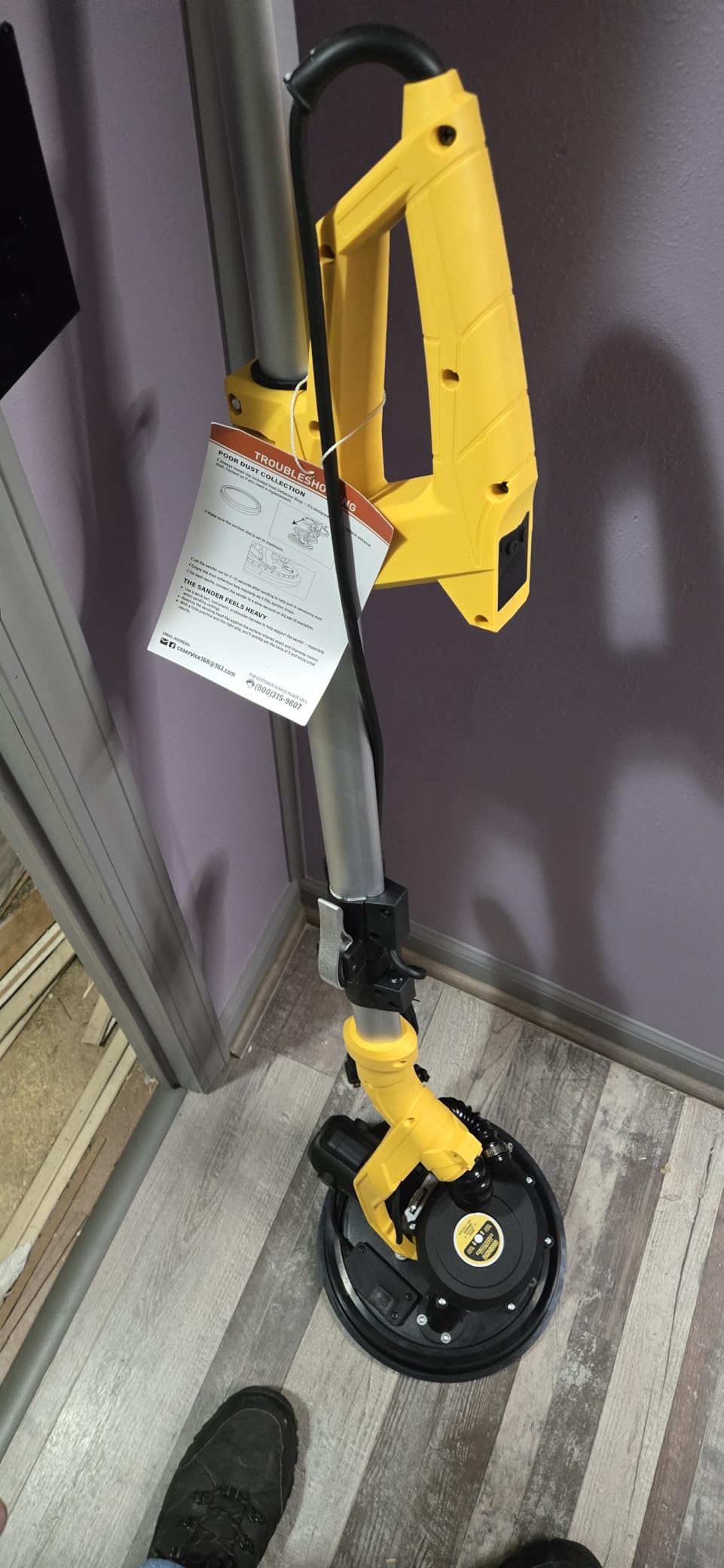 Drywall Sander, 950W 8.5A Electric Drywall Sander with Vacuum Dust Collector, 9 Variable Speed 800-2100RPM, 26FT Power Cord, Wall Sander for Popcorn Ceiling, Pole Sander for Drywall customer photo 2