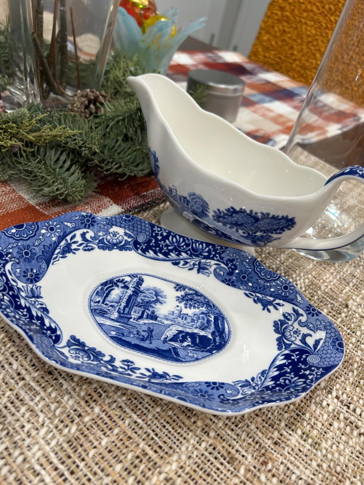 Spode Blue Italian Sauceboat & Stand, 9 Oz - Blue/White, Set of 2 customer photo 1