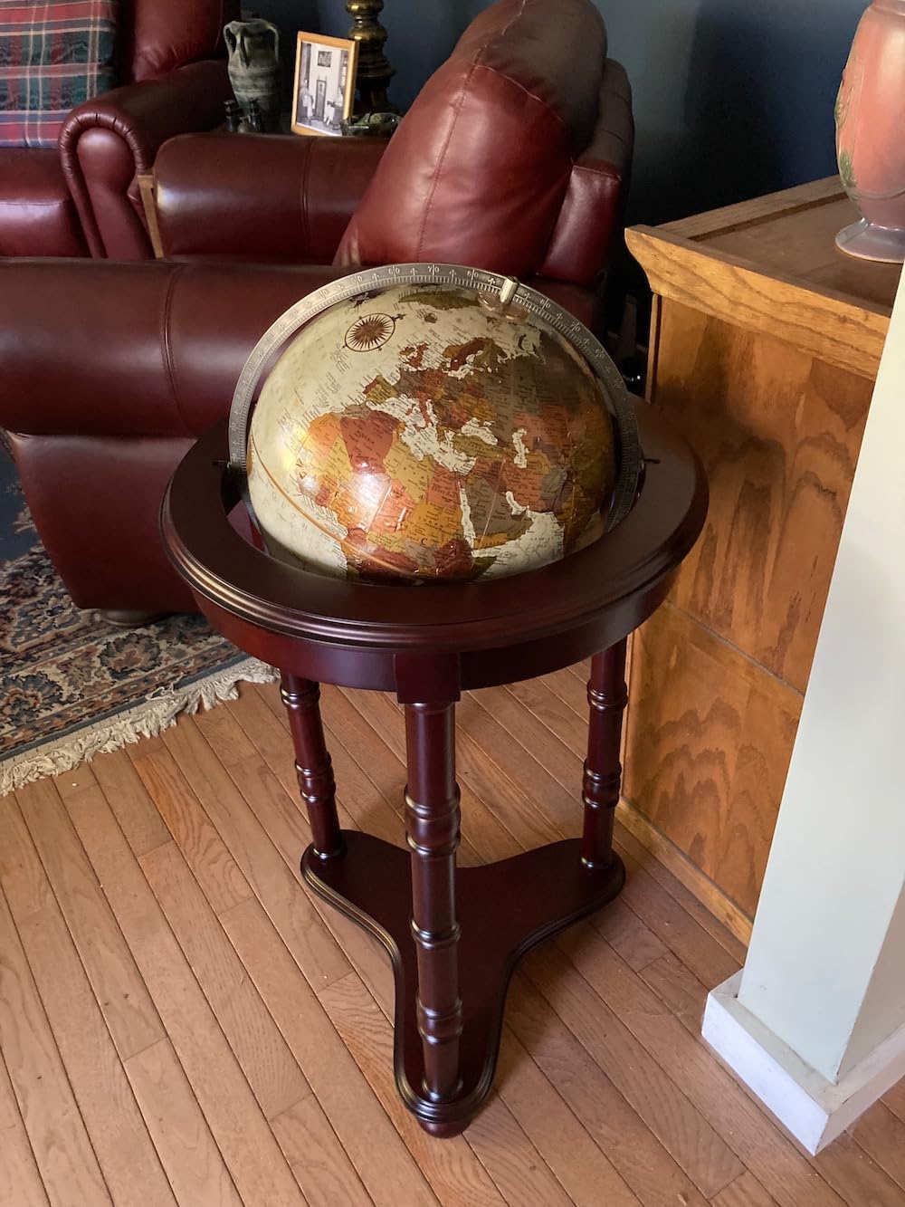 Replogle Lancaster—Bronze Metallic, Dark Cherry Wood Finish, Floor Model Globe, Perfect for Anyone Looking for a Elegant Floor Standing Globe That Fits Small Spaces (12