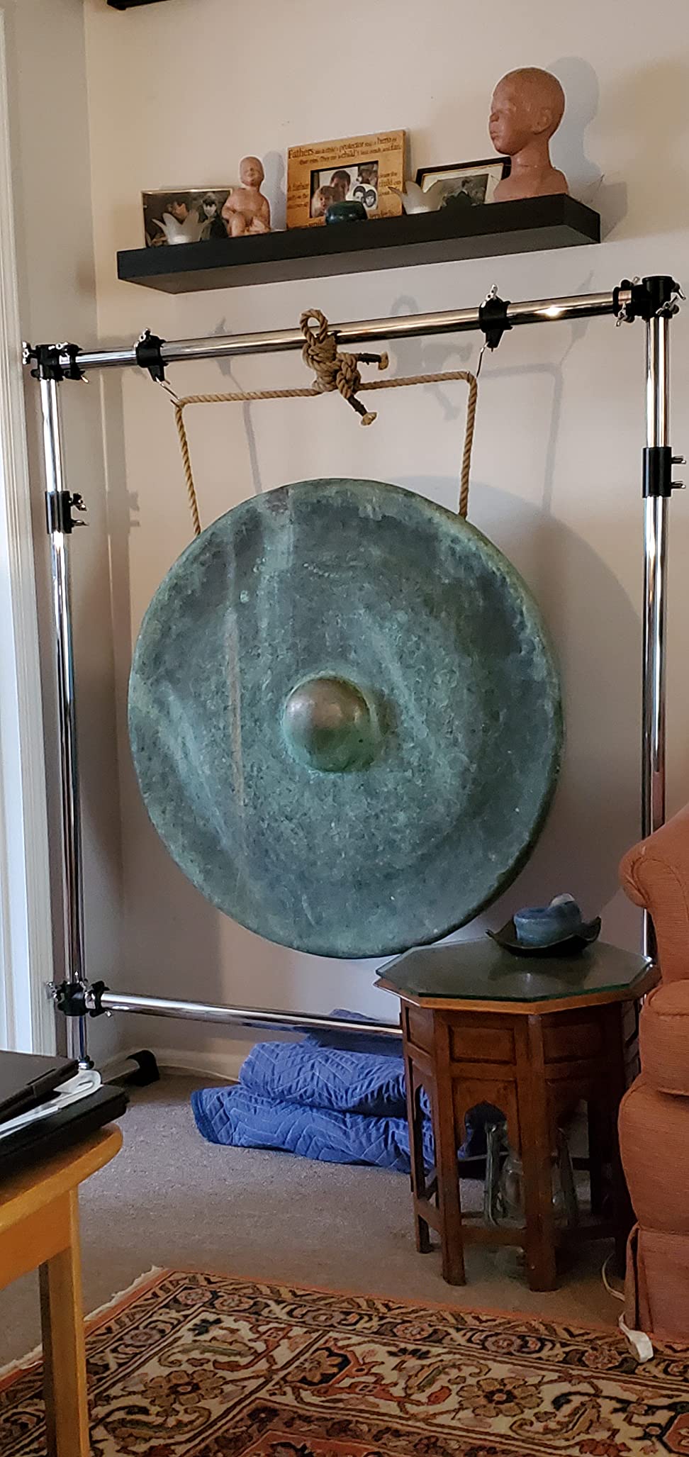 Straight Bar Gong Stand with Black Clamps, Rack Bars and Hooks (GPRGS-L) customer photo 2