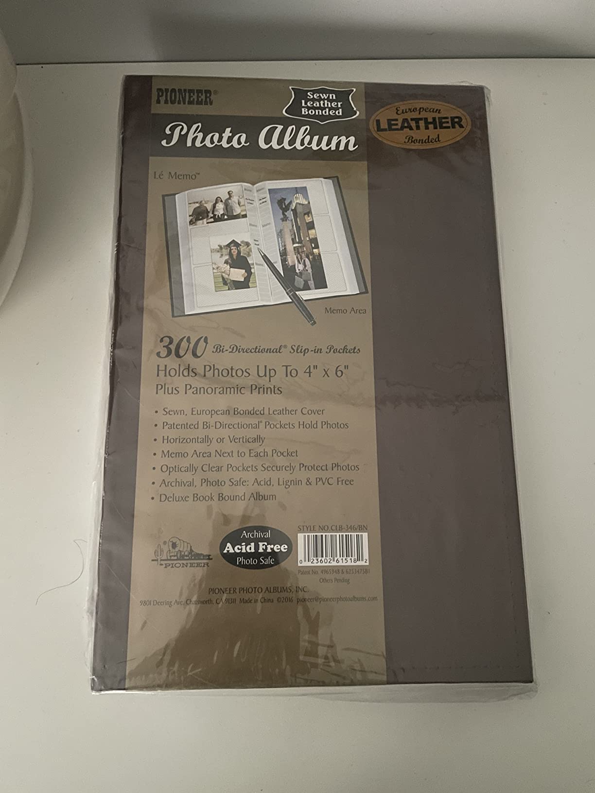 Pioneer Photo Albums Sewn Bonded Leather Bookbound 300 Pkt 4x6 Bi-Directional Photo Album, Brown, ( Pack of 1) customer photo 1