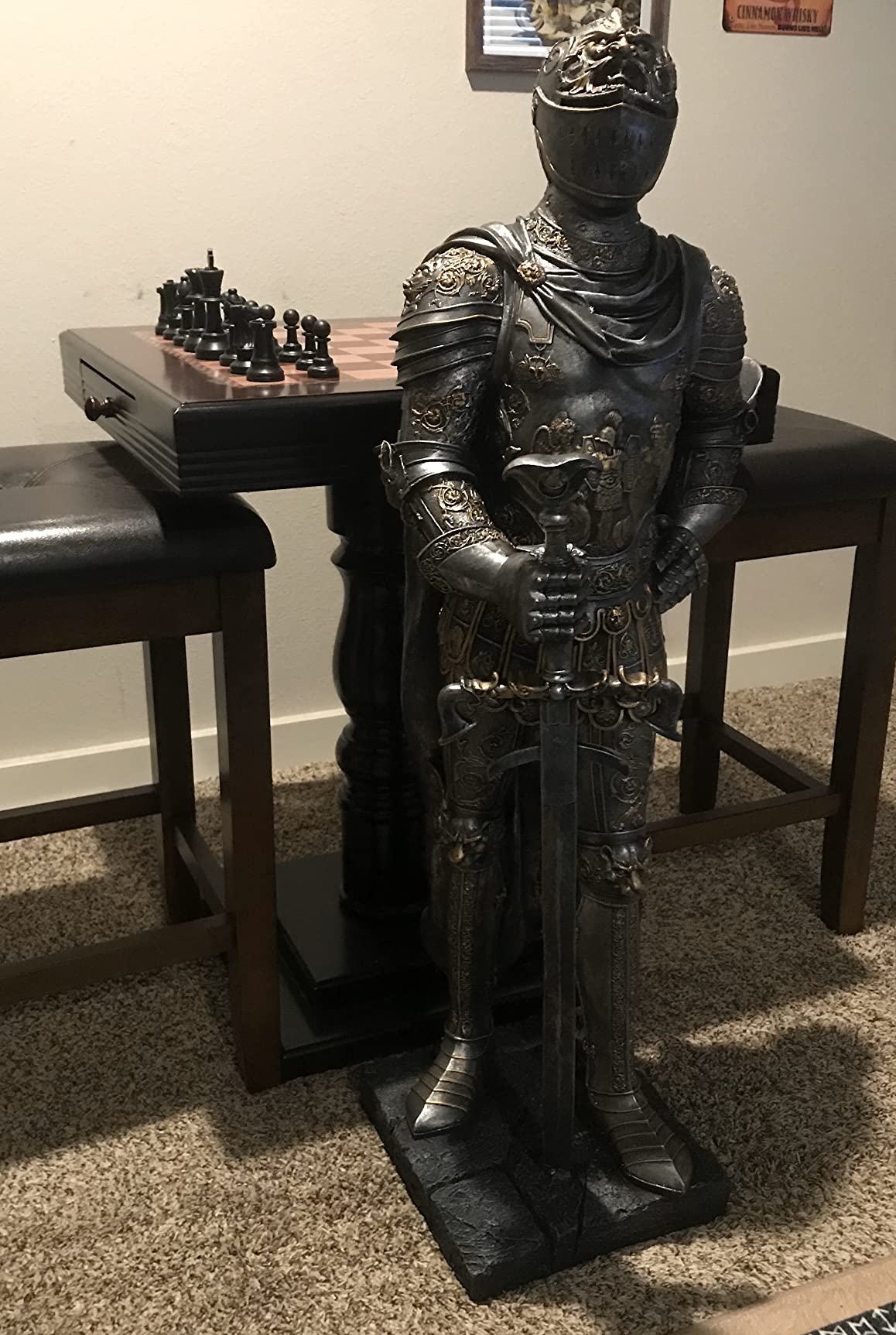 Design Toscano King's Guard Medieval Decor Half Scale Knight Armor Gothic Statue, 39 Inch Tall, Cast Stone Resin, Metallic Finish with Faux Stone Base customer photo 1