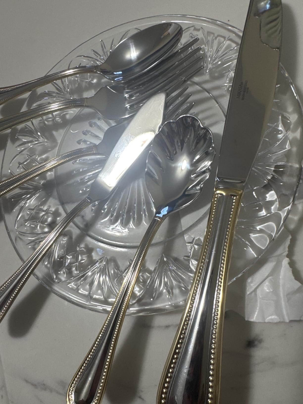Mikasa Regent Bead 65-Piece Flatware Set for 12, 18/10 Stainless Steel Silverware with Beaded Teardrop Handles, Includes Serving Utensils, Dishwasher Safe customer photo 1