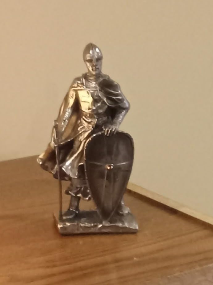 Crusader Knight Statue Silver Finishing Cold Cast Resin Statue 7
