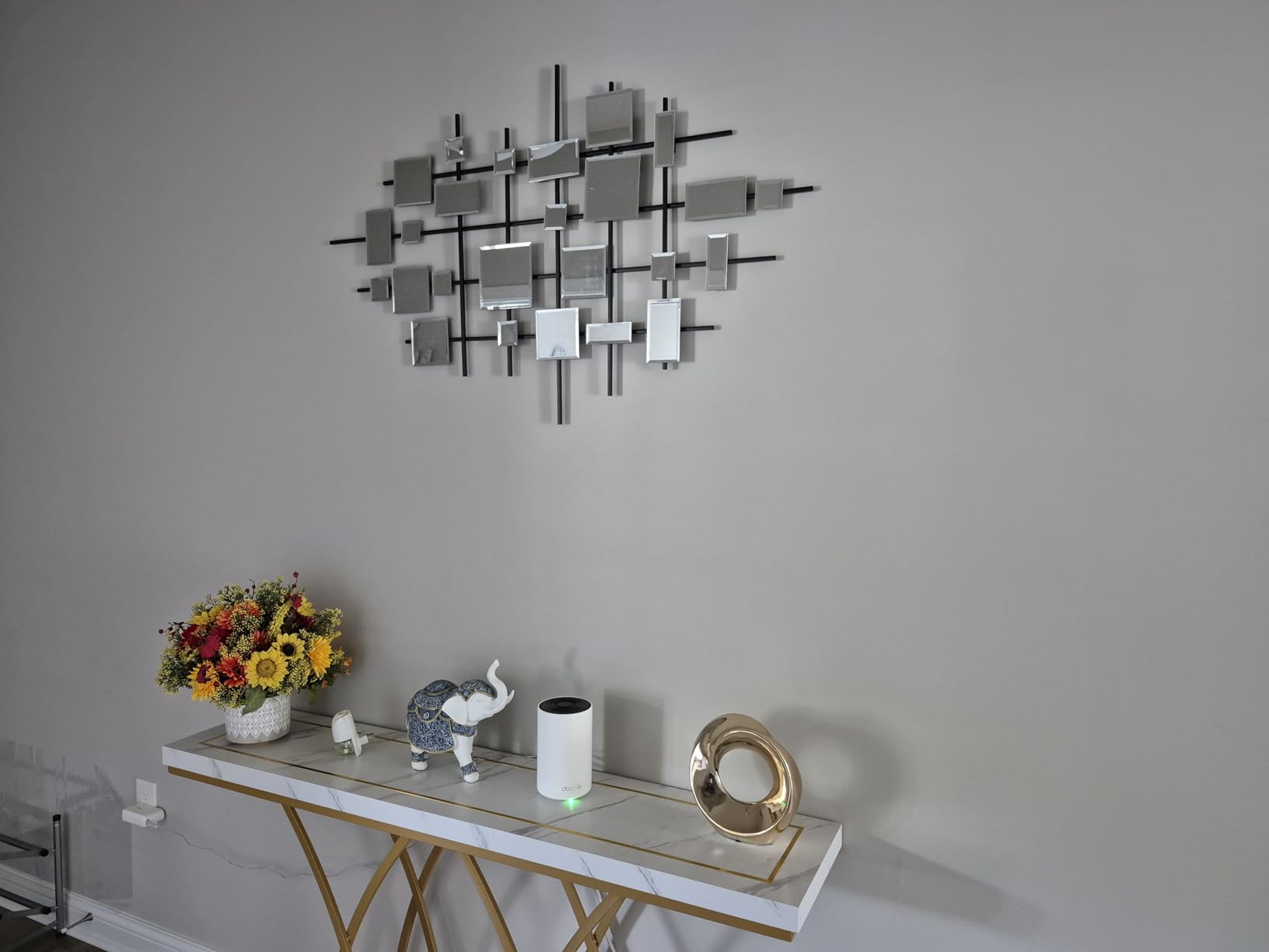 Deco 79 Metal Geometric Home Wall Decor Wall Sculpture with Square Mirrored Accents, Wall Art 28