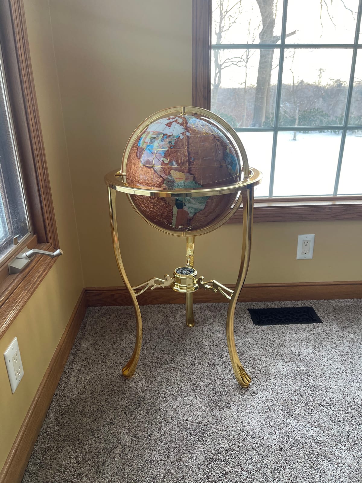 Unique Art 36-Inch by 13-Inch Floor Standing Amberlite Ocean Gemstone World Globe with Gold Tripod customer photo 1
