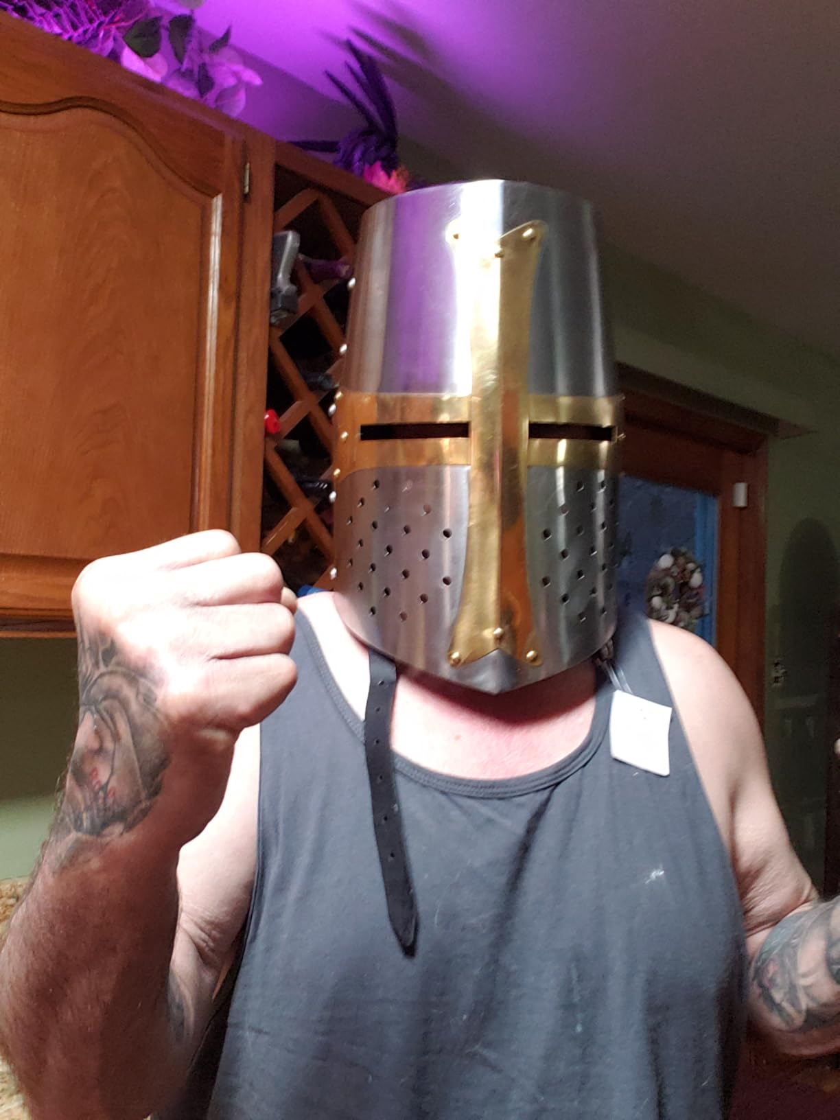 Szco Supplies 14” Decorative Barrel Brass Helm Crusader Helmet (910902) customer photo 2