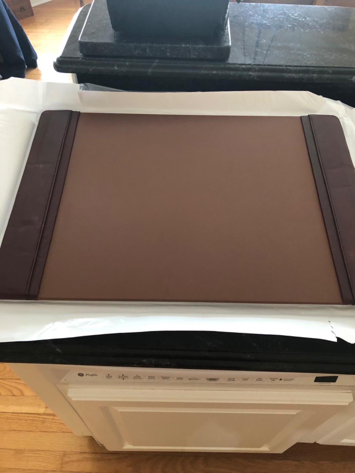 DACASSO Leather Desk Pad with Side Rails - Luxury Leather Desk Blotter for Writing - Executive Desk Surface Protector - (Mocha, 22 x 14) customer photo 1