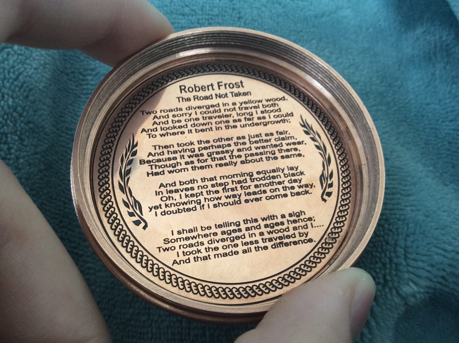 Antiqued Brass Poem Compass with Leather Case Rustic Vintage Home Decor Gifts customer photo 1