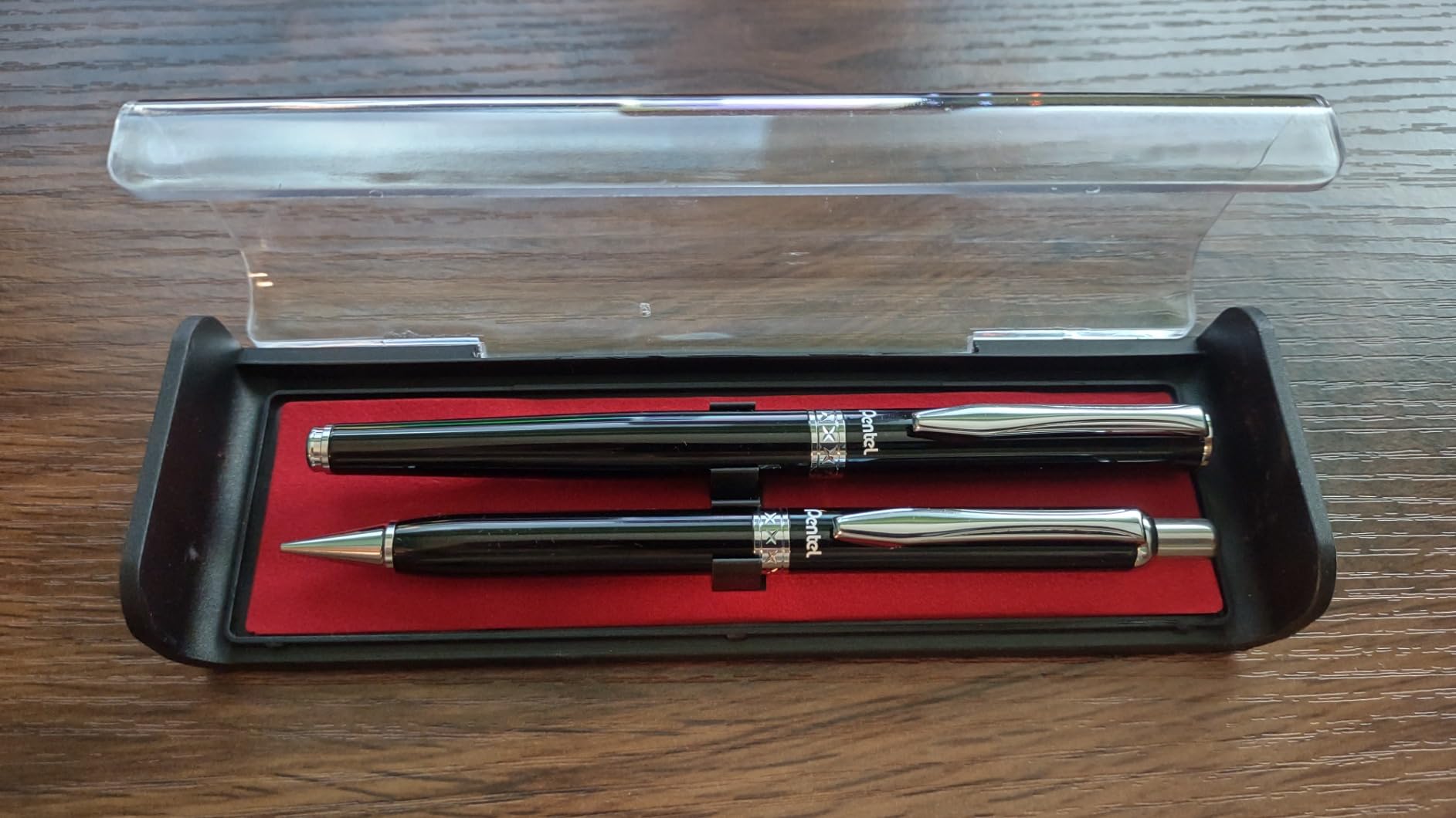 Pentel Libretto Roller Gel Pen and Pencil Set with Gift Box, Pen 0.7mm and Pencil 0.5mm, Black Barrels (K6A8A-A) customer photo 2