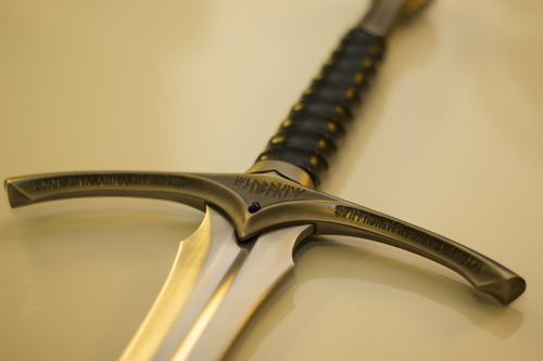 Gandalf's Glamdring Sword | The Hobbit Trilogy Replica | Stainless Steel Blade | Wooden Display Plaque | Certificate of Authenticity | 47 5/8