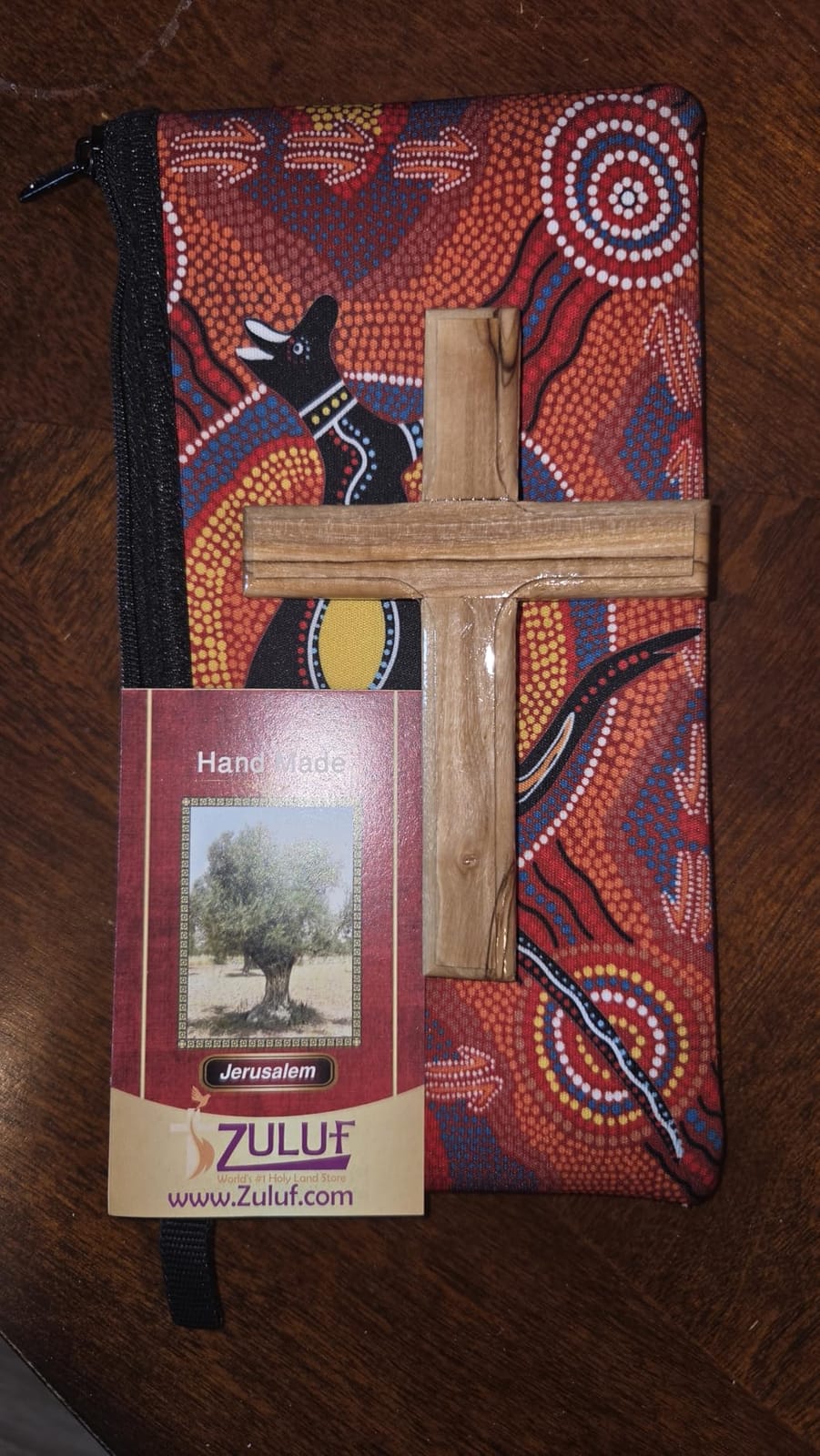 Zuluf Wall Hanging Olive Wood Cross | Hand Carved Cross | Olivewood Christian Wall Cross With Holy Land Certificate | Ideal Gift for Home Decoration, Weddings and Home Office 20cm / 7.8