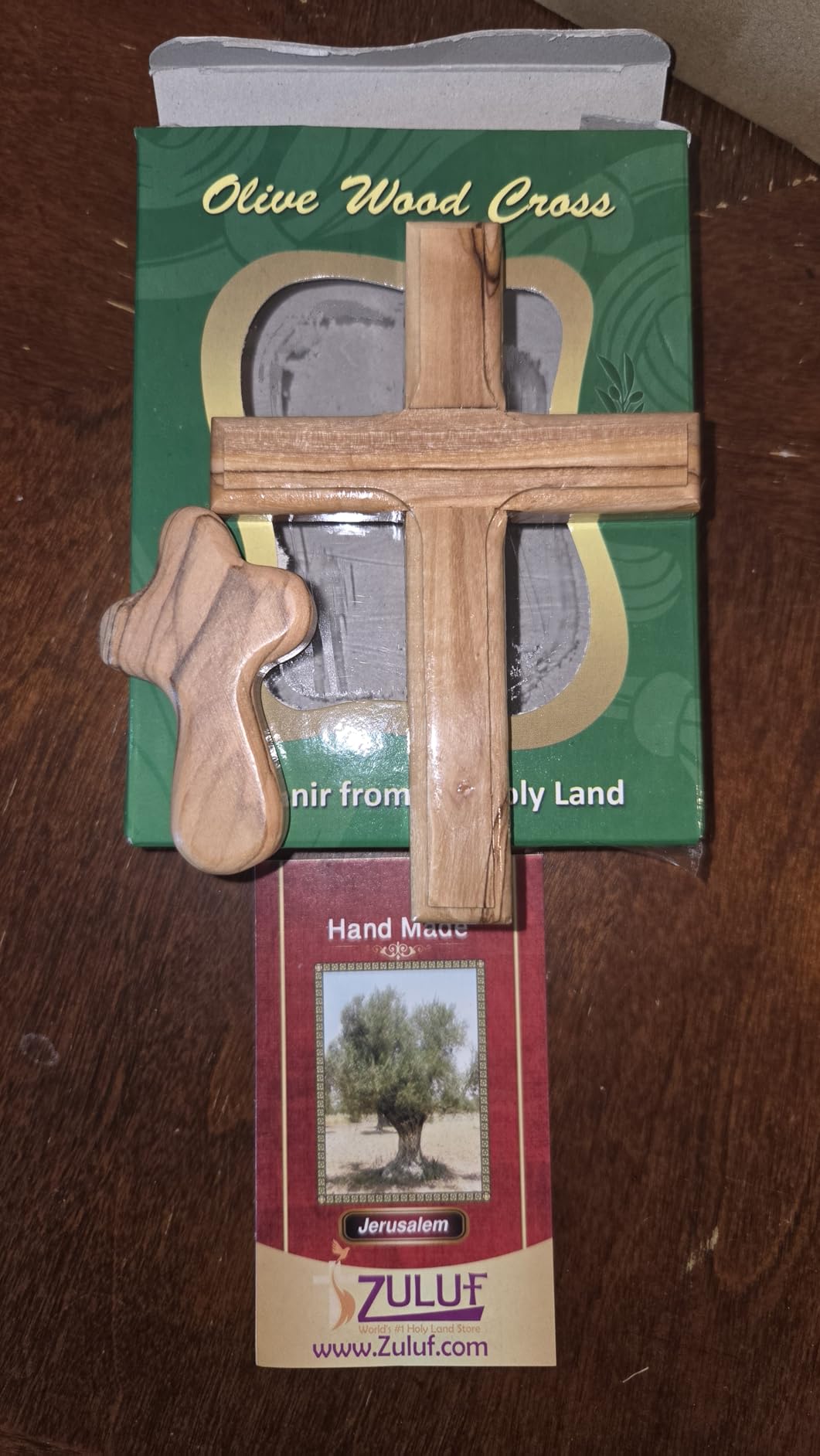 Zuluf Wall Hanging Olive Wood Cross | Hand Carved Cross | Olivewood Christian Wall Cross With Holy Land Certificate | Ideal Gift for Home Decoration, Weddings and Home Office 20cm / 7.8