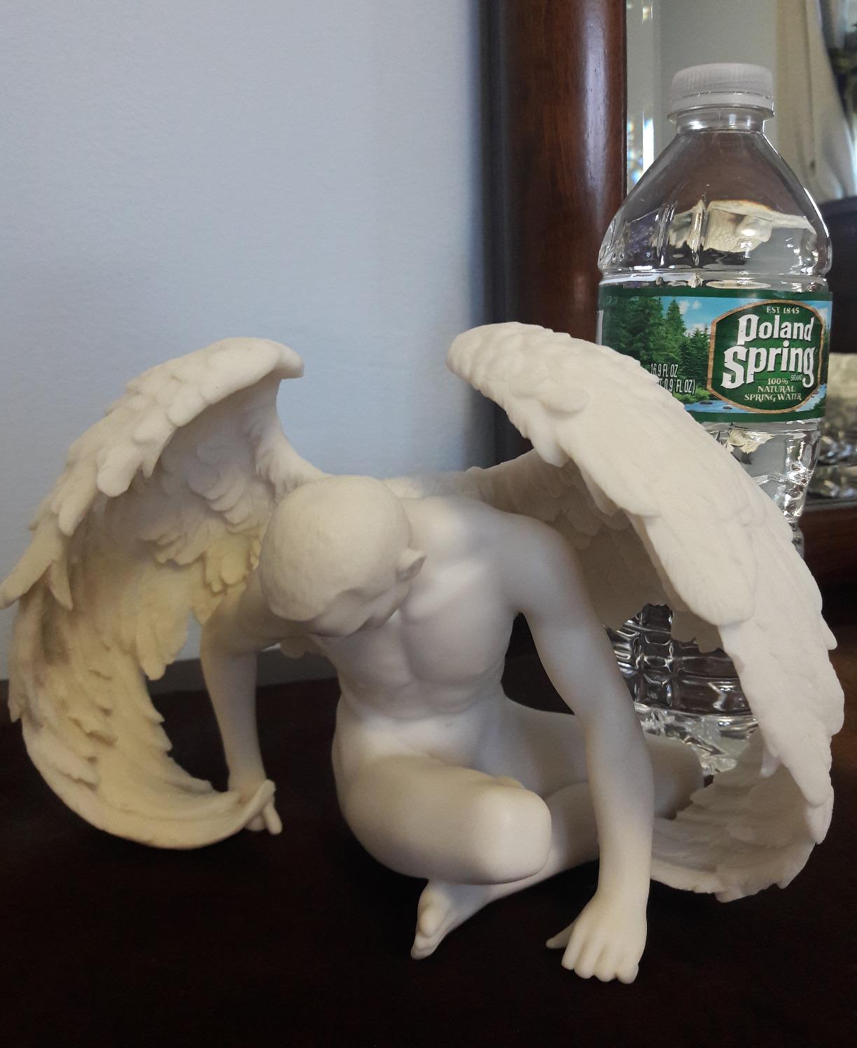 Veronese Design Nude Winged Grieving Male Angel Marble Finish Statue customer photo 2