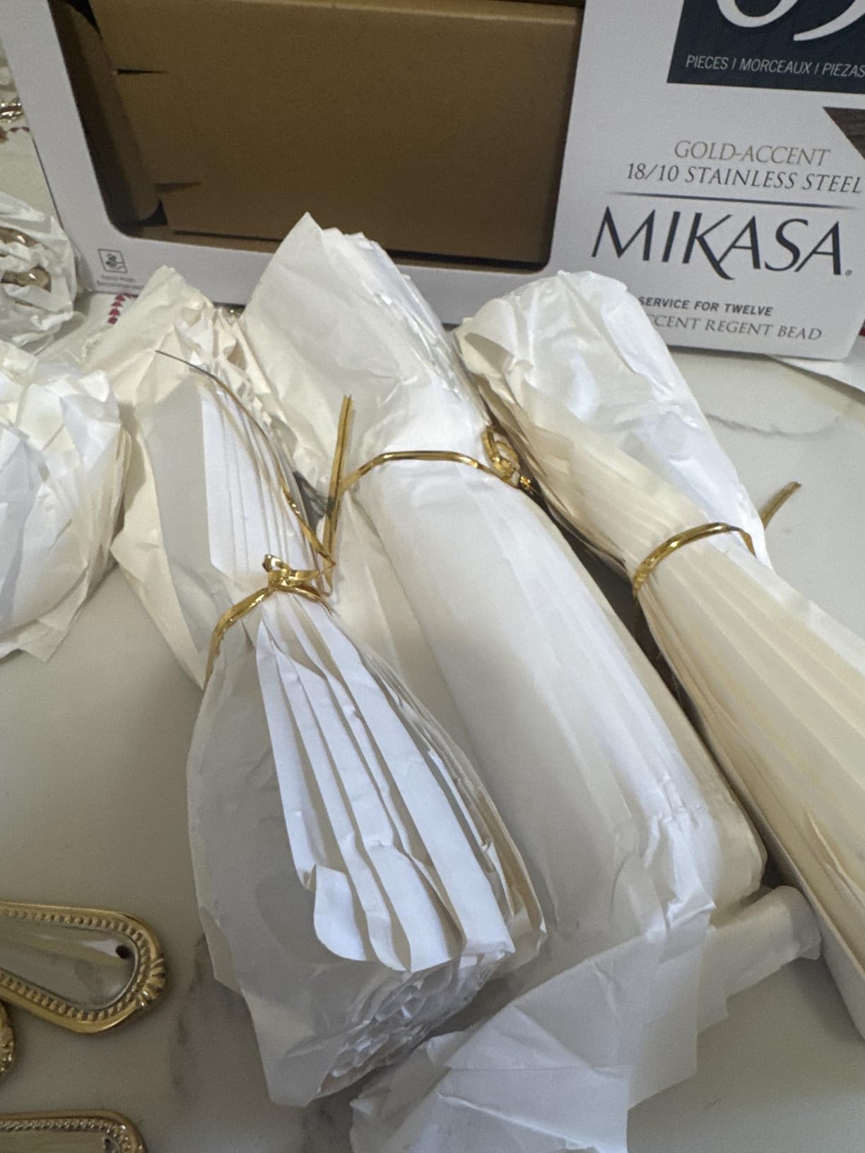 Mikasa, Gold Accent Regent Bead Flatware Service for 12, 65 Piece Set, 18/10 Stainless Steel, Silverware Set with Serving Utensils customer photo 1