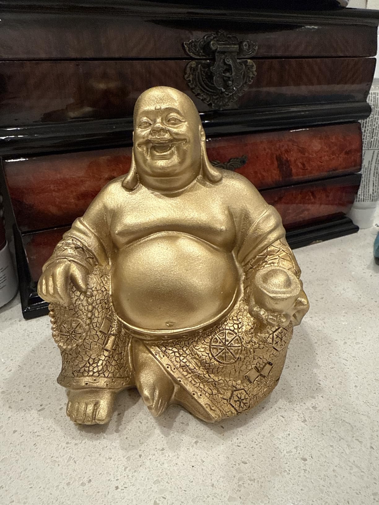 Bellaa Laughing Buddha Statue Zen Decor 21770 customer photo 1