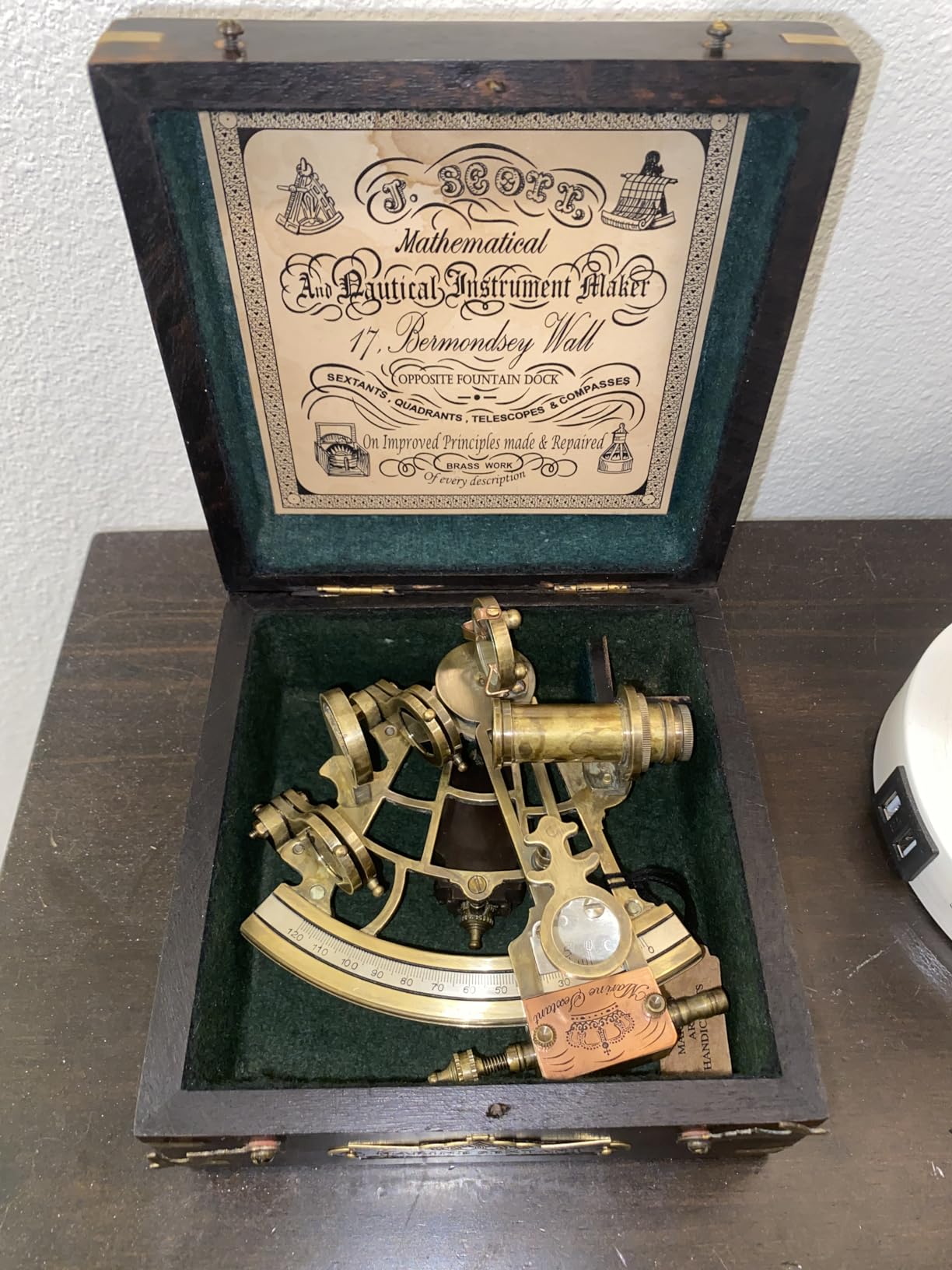 Brass Ship History Sextant Handmade Gift for Father's Day, Birthday, Anniversary, Baptism, Partner, Best Men, Graduation, Christmas, Vintage Style Hardwood Box Home Décor Add Your Treasure Gift customer photo 1