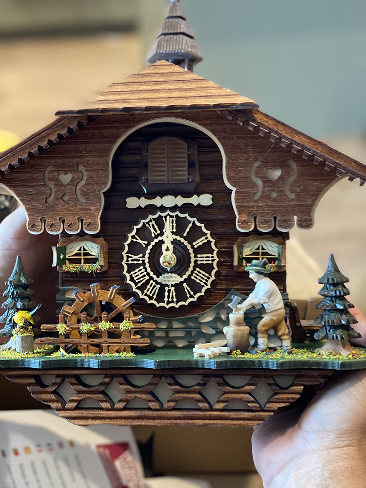 Trenkle Quartz Cuckoo Clock Black Forest House with Moving Wood Chopper and Mill Wheel, with Music TU 4217 QM customer photo 2