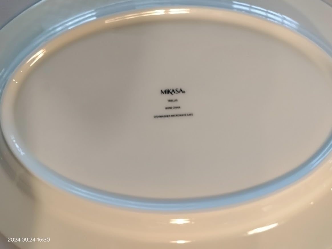 Mikasa Trellis White Bone China Lightweight Chip Resistant Oval Serving Platter, White customer photo 2