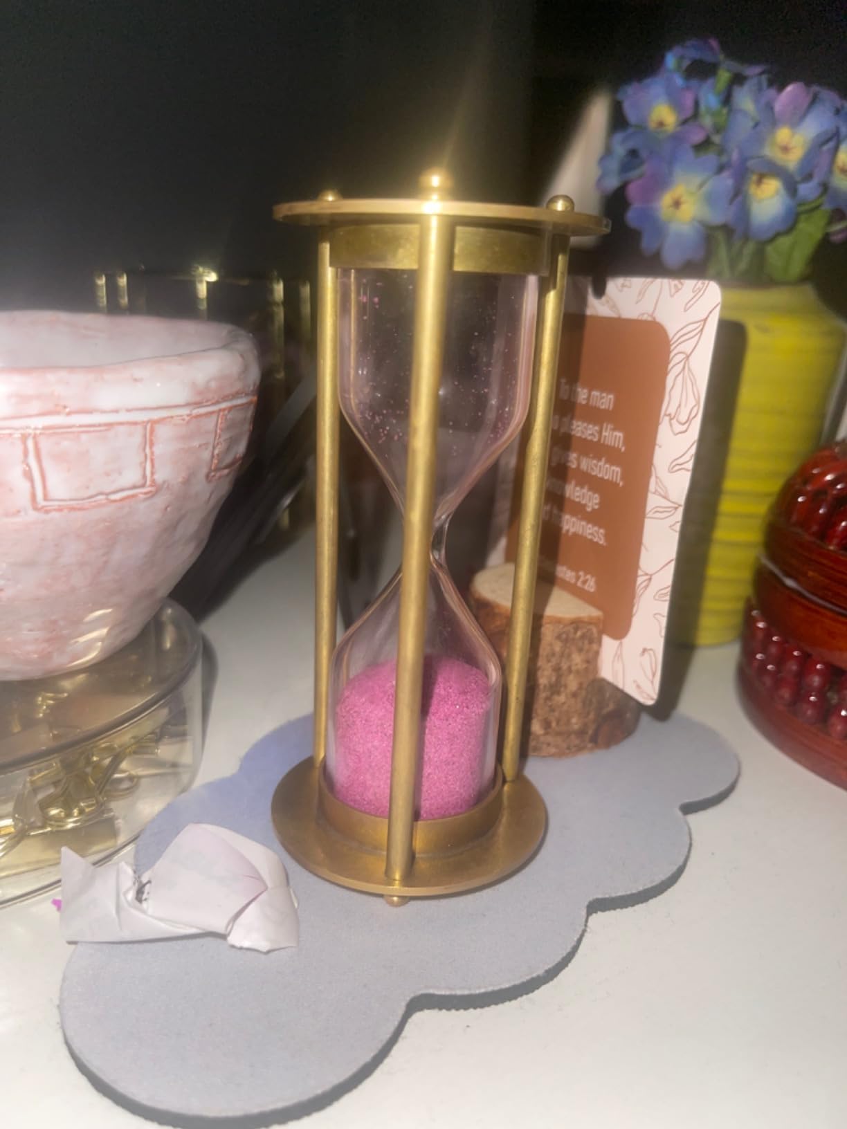 Brass Hourglass with Inspirational Quote by Thoreau | Timeless Sand Timer with Premium Leather Case | Elegant Vintage Home Decor & Gift | Antique Look | Nautical Graduation Collectible customer photo 1